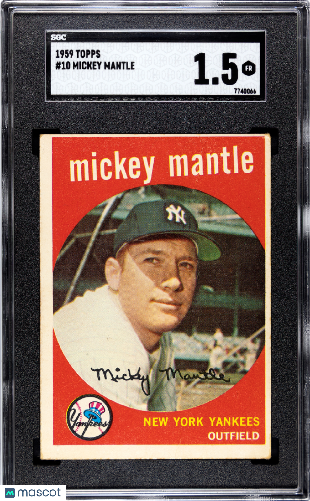 1959 Topps #10 Mickey Mantle SGC 1.5 Nice Color