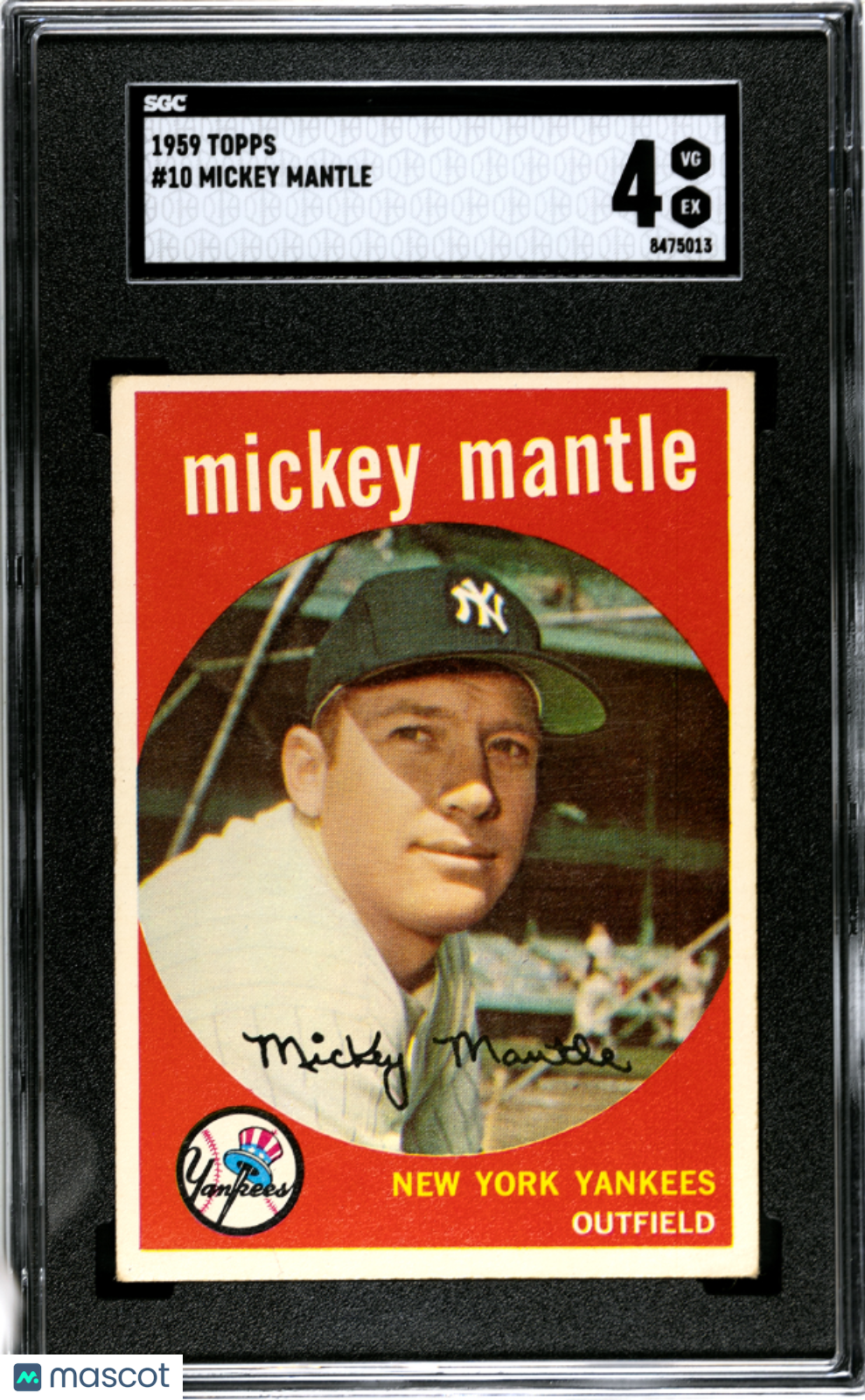 1959 Topps #10 Mickey Mantle SGC 4 VG-EX Sharp + Nice Color