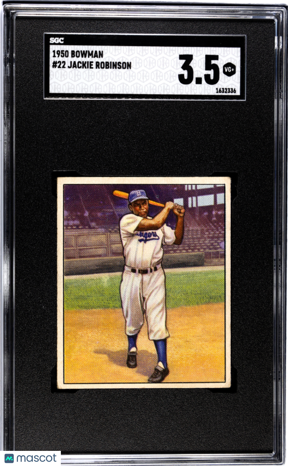 1950 Bowman #22 Jackie Robinson SGC 3.5 VG+ CREASE FREE Nice Color