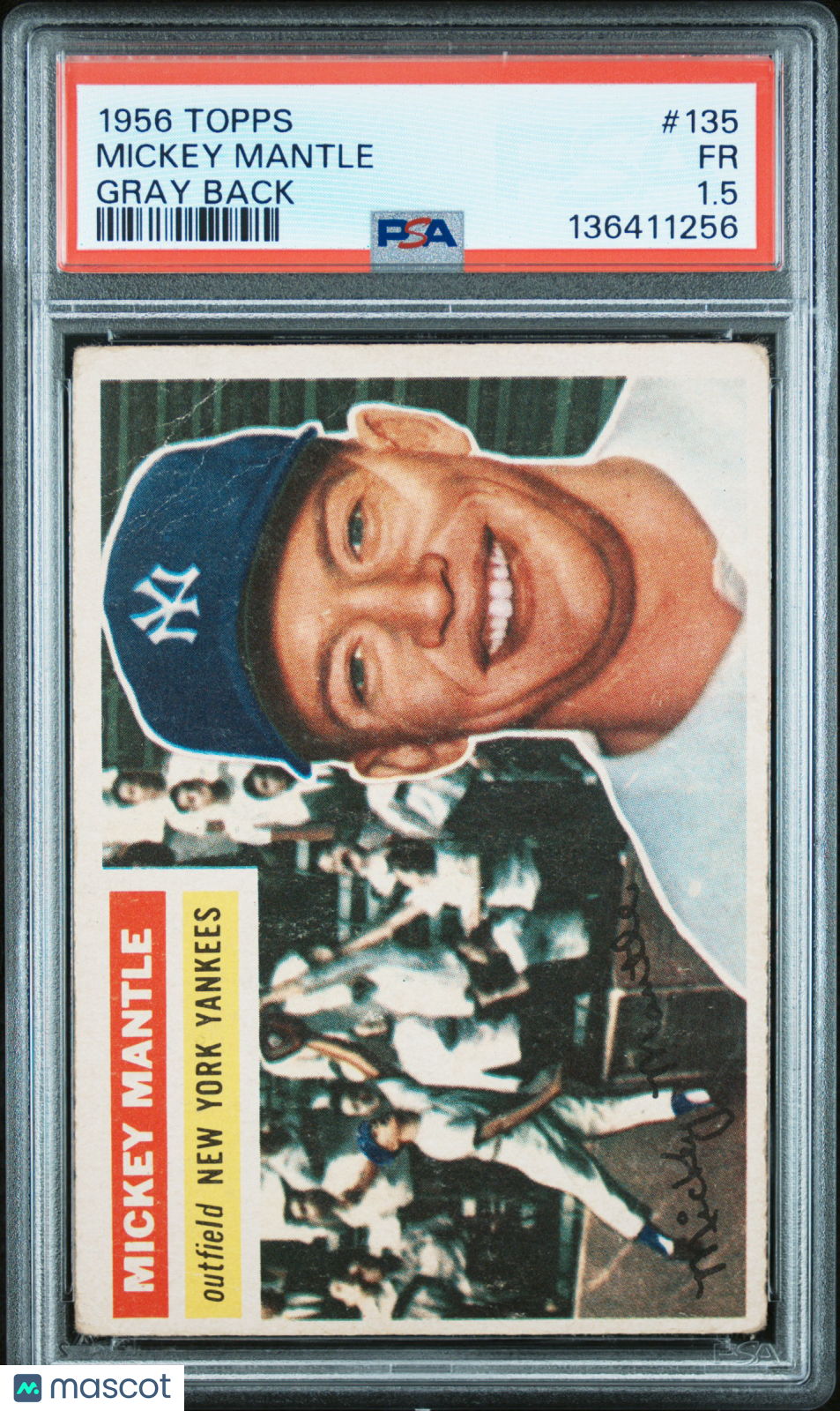1956 Topps #135 Mickey Mantle Gray Back PSA 1.5 New Label
