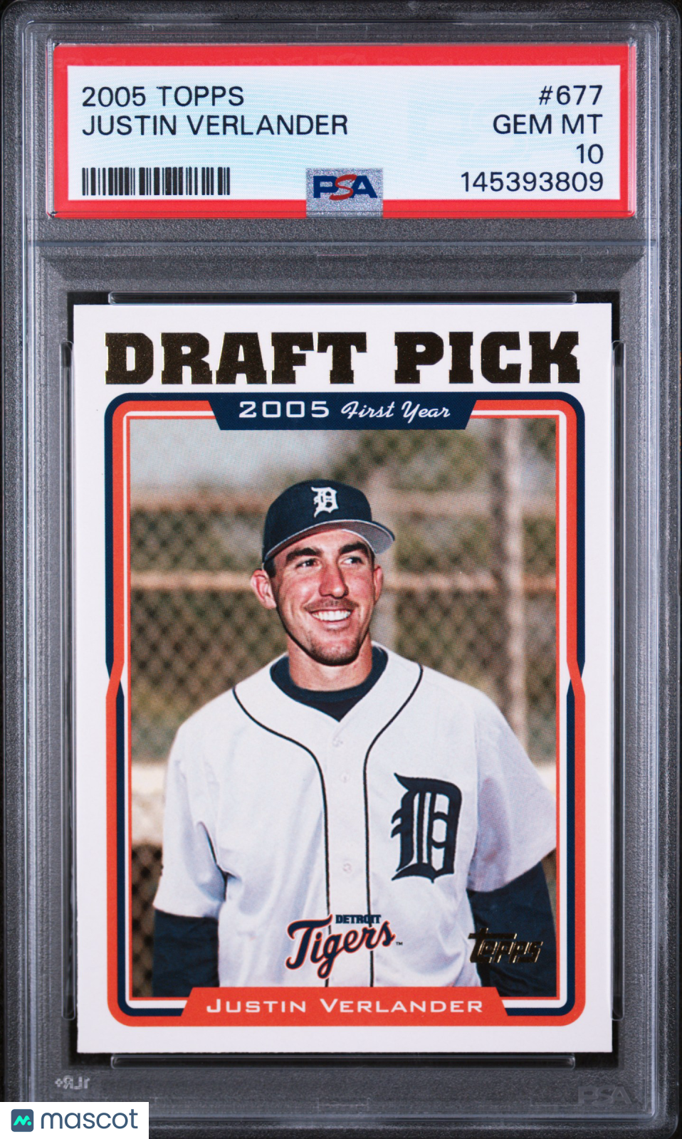 2005 Topps #677 Justin Verlander RC Rookie PSA 10 GEM MINT New Label