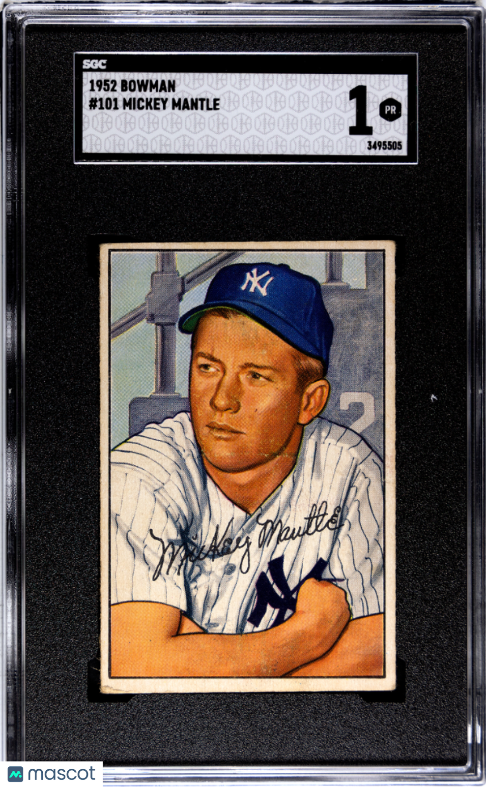1952 Bowman #101 Mickey Mantle SGC 1 Nice Eye Appeal
