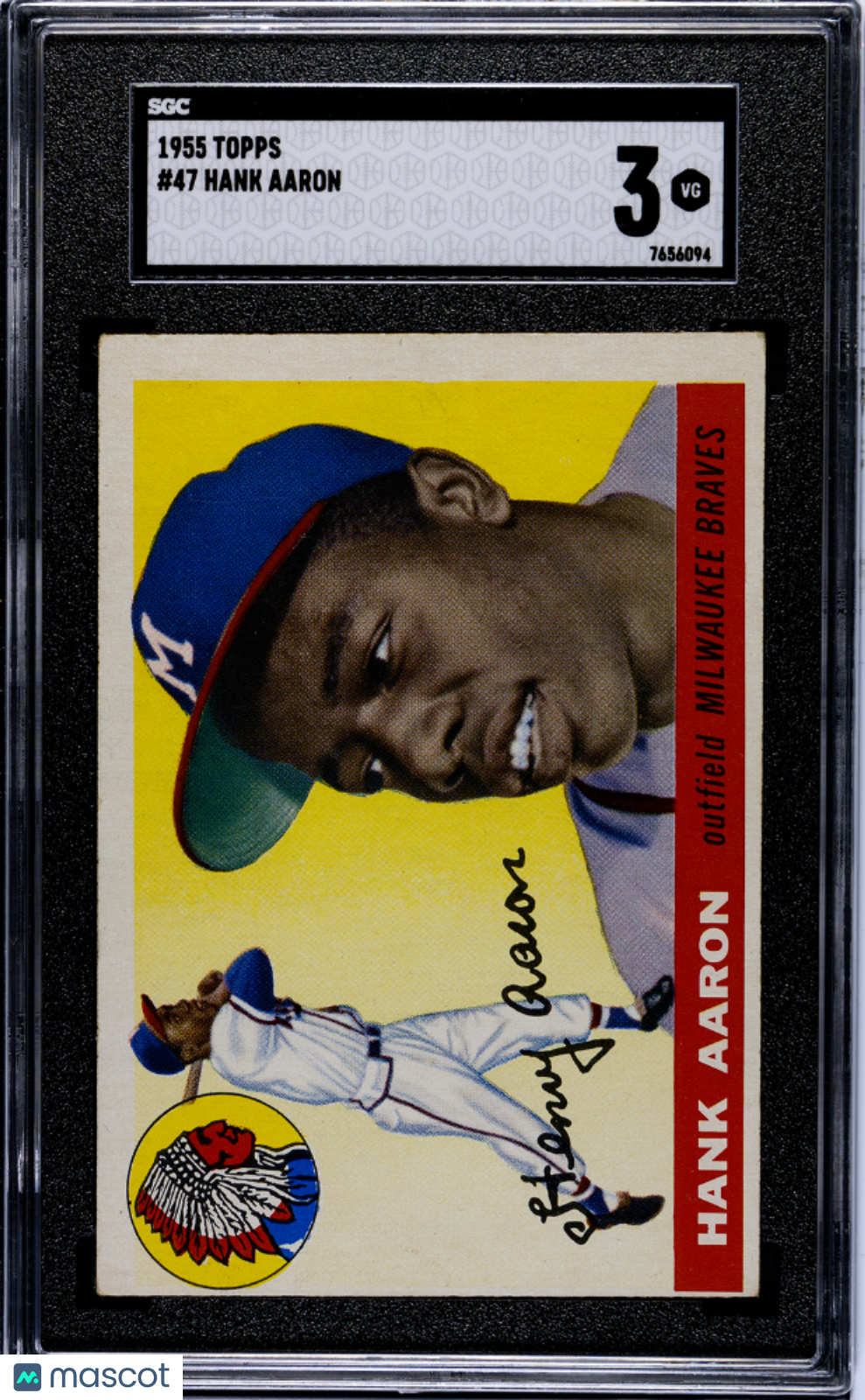 1955 Topps #47 Hank Aaron SGC 3 VG Nice Color