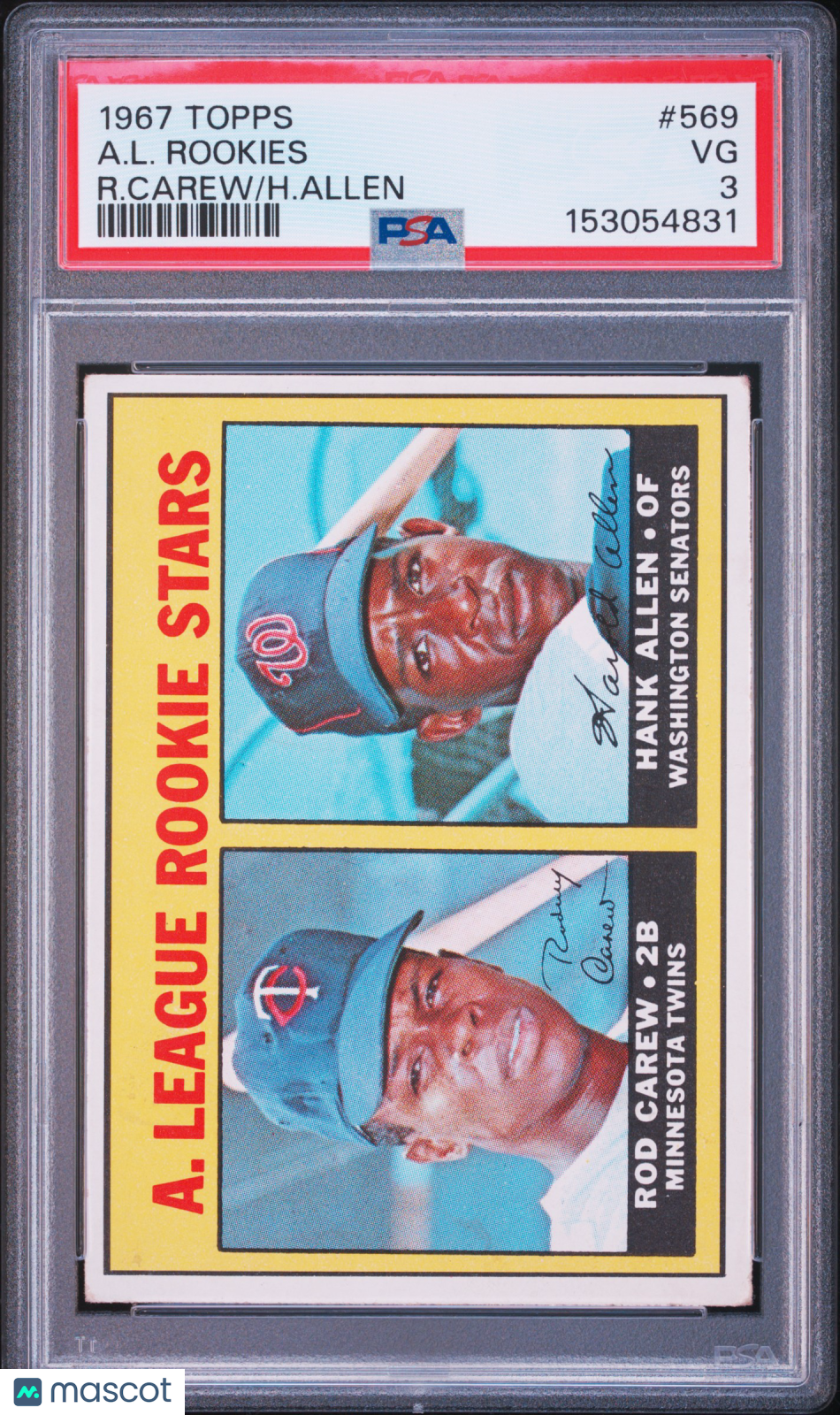 1967 Topps #569 Rod Carew RC Rookie PSA 3 VG New Label