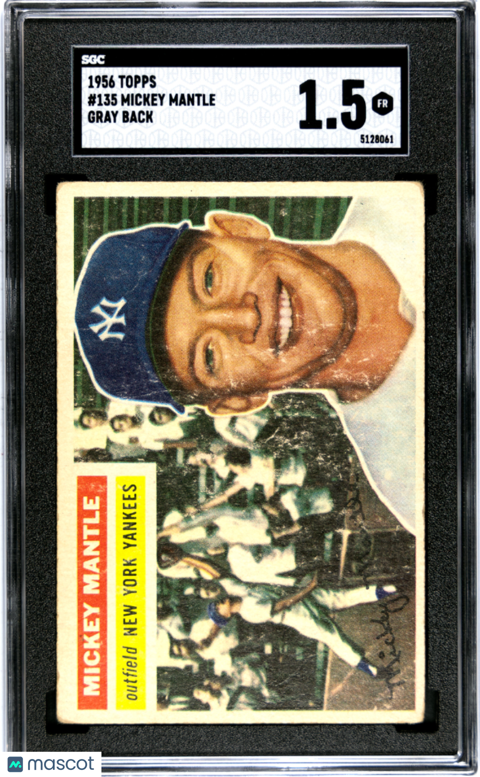 1956 Topps #135 Mickey Mantle Gray Back SGC 1.5