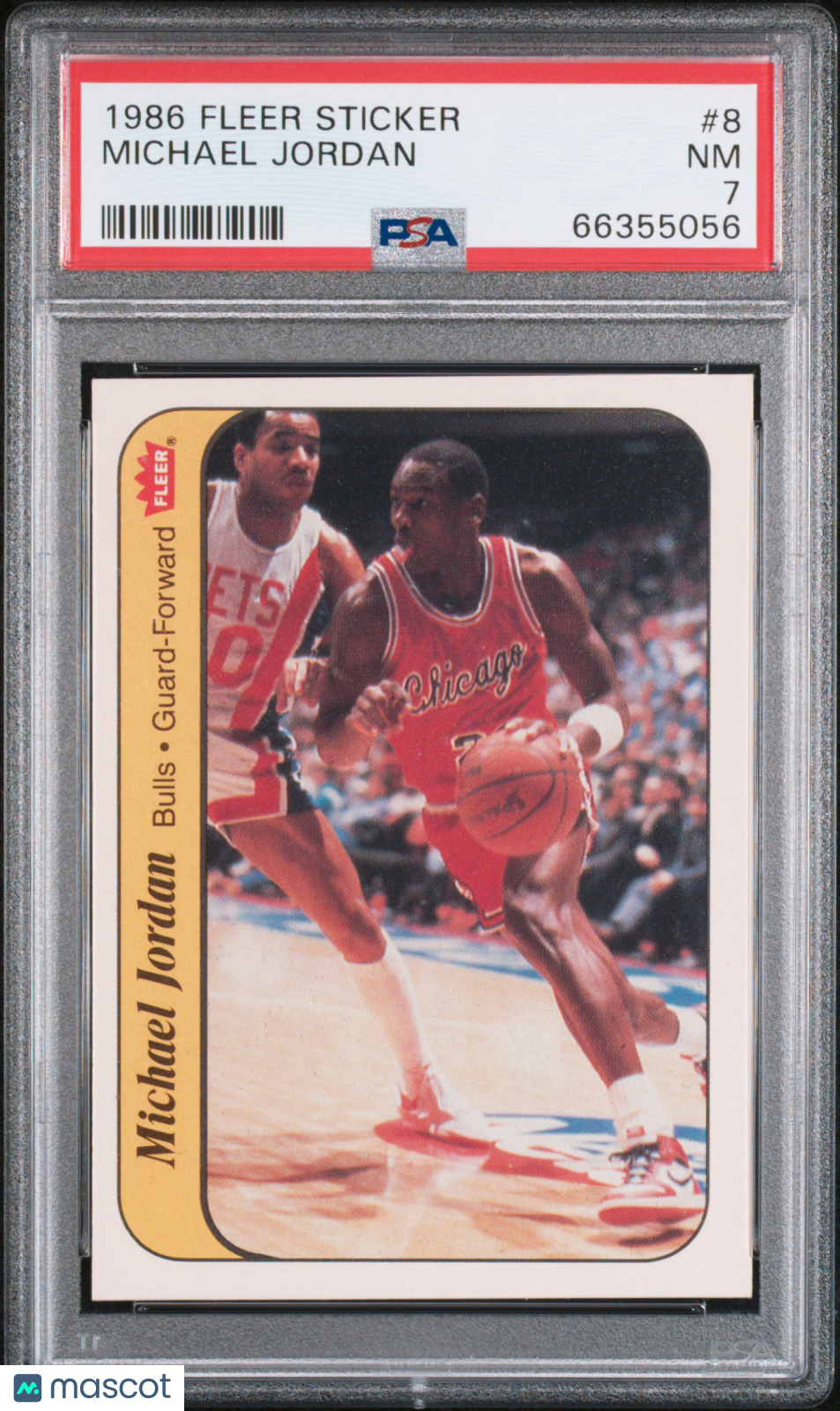 1986 Fleer Sticker #8 Michael Jordan RC Rookie PSA 7 NM New Label