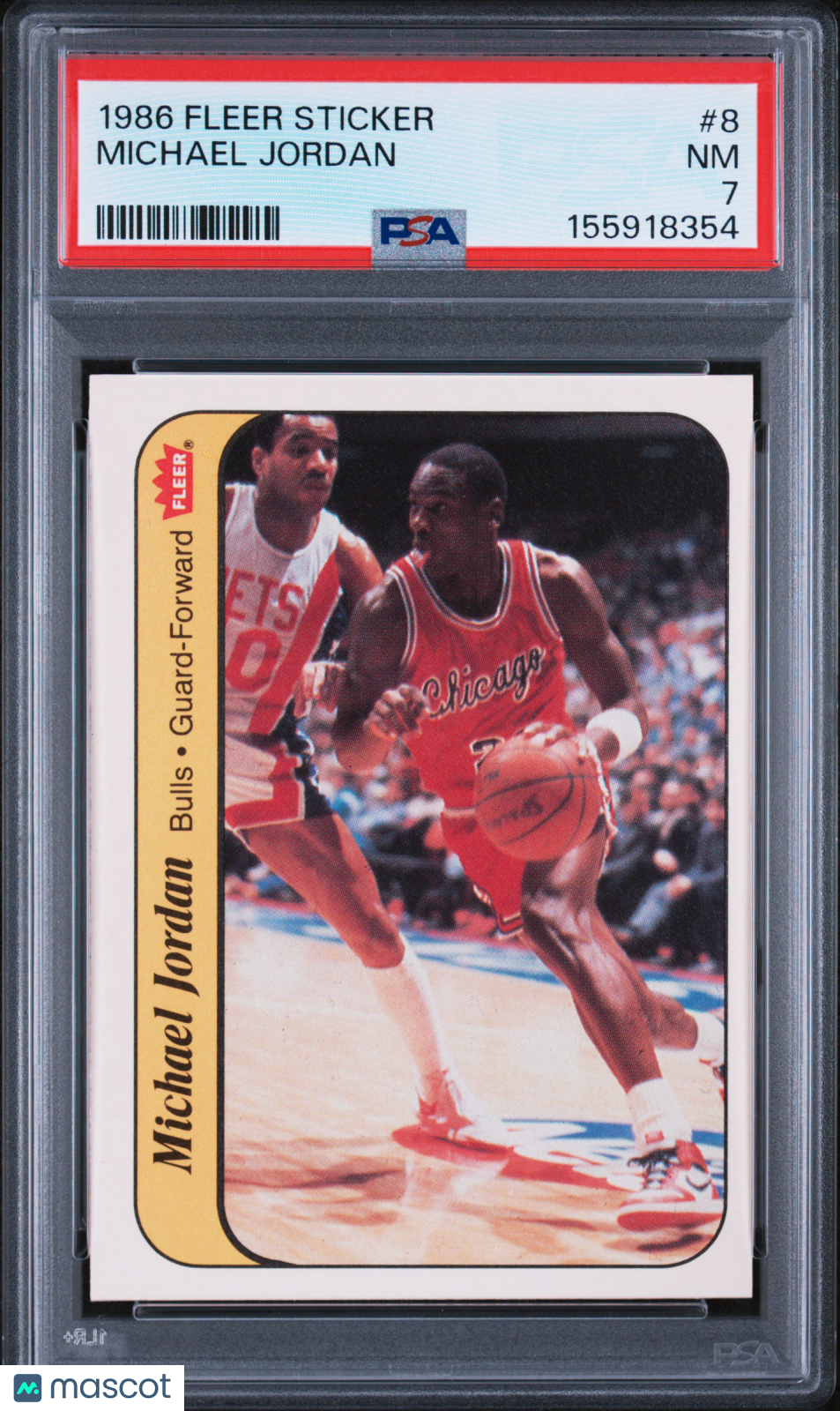 1986 Fleer Sticker #8 Michael Jordan RC Rookie PSA 7 NM Near Mint New Label