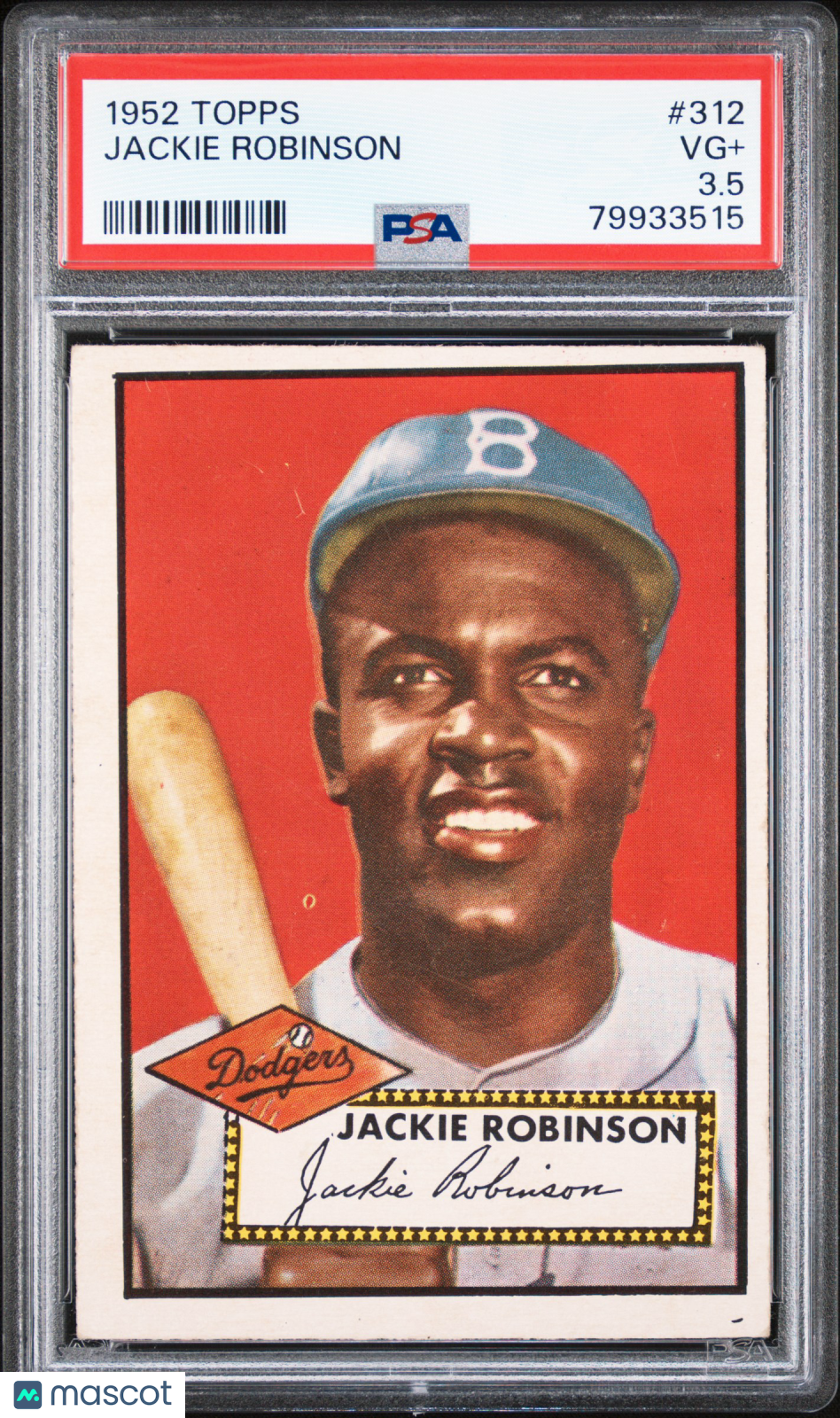 1952 Topps #312 Jackie Robinson PSA 3.5 VG+ SHARP New Label