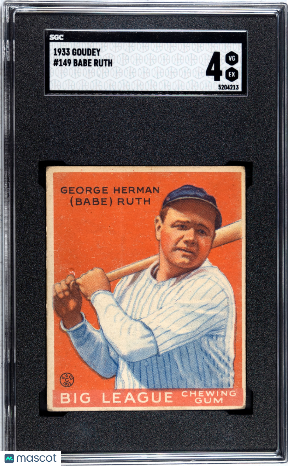 1933 Goudey Babe Ruth #149 SGC 4 VG-EX Nice Color