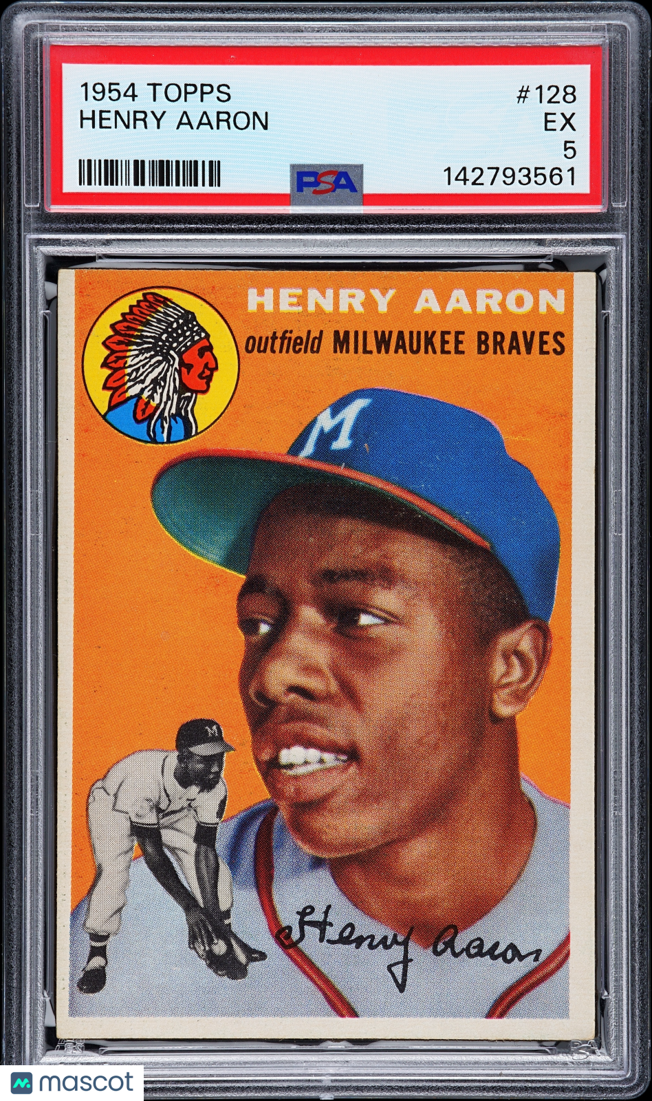 1954 Topps #128 Henry Hank Aaron RC Rookie PSA 5 EX Nice Eye Appeal New Label