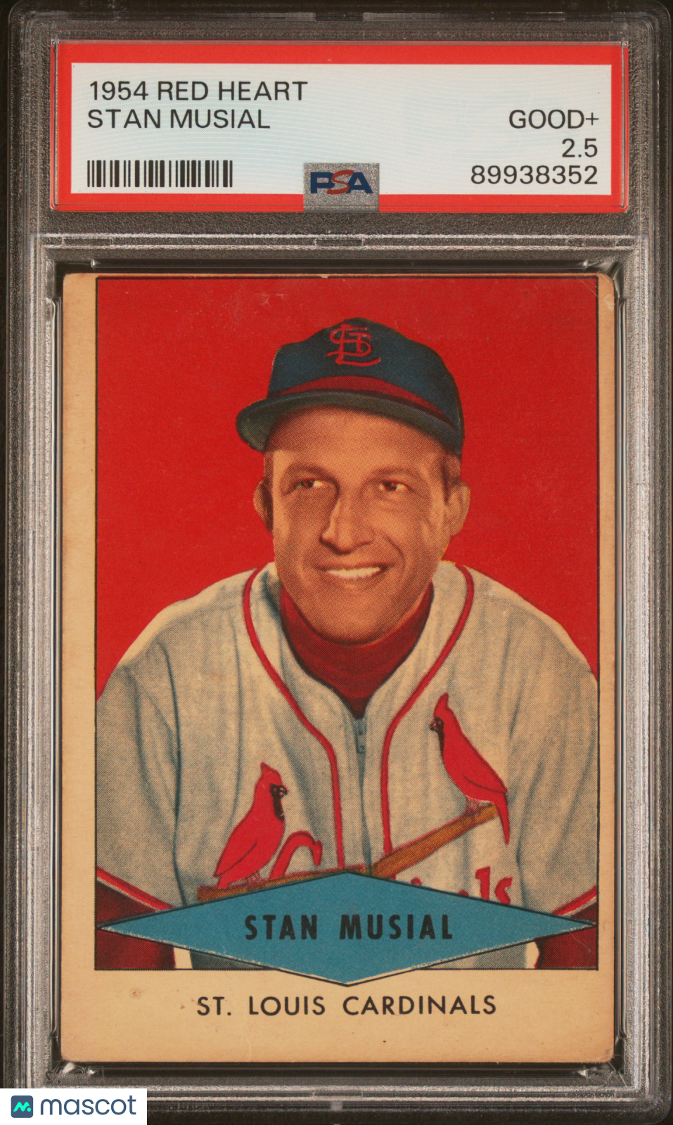 1954 Red Heart Stan Musial PSA 2.5 GD+ Nice Color New Label
