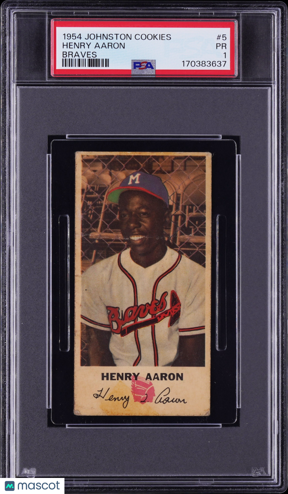 1954 Johnston Cookies Braves #5 Henry Hank Aaron RC Rookie PSA 1