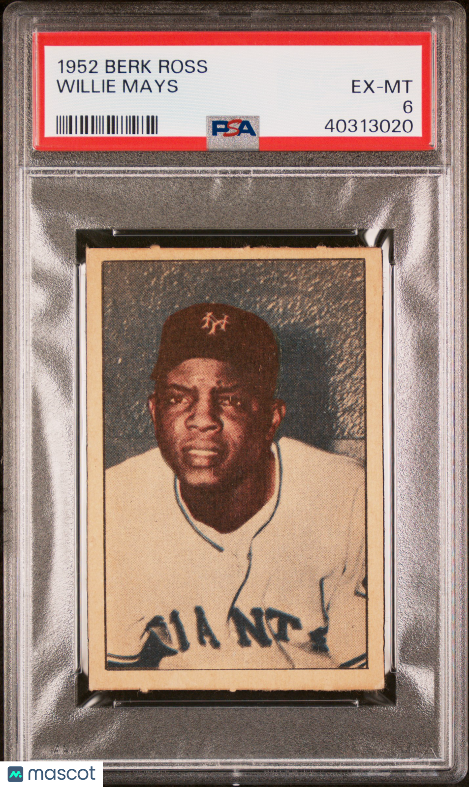 1952 Berk Ross Willie Mays PSA 6 EX-MT Well Centered + Nice Color New Label