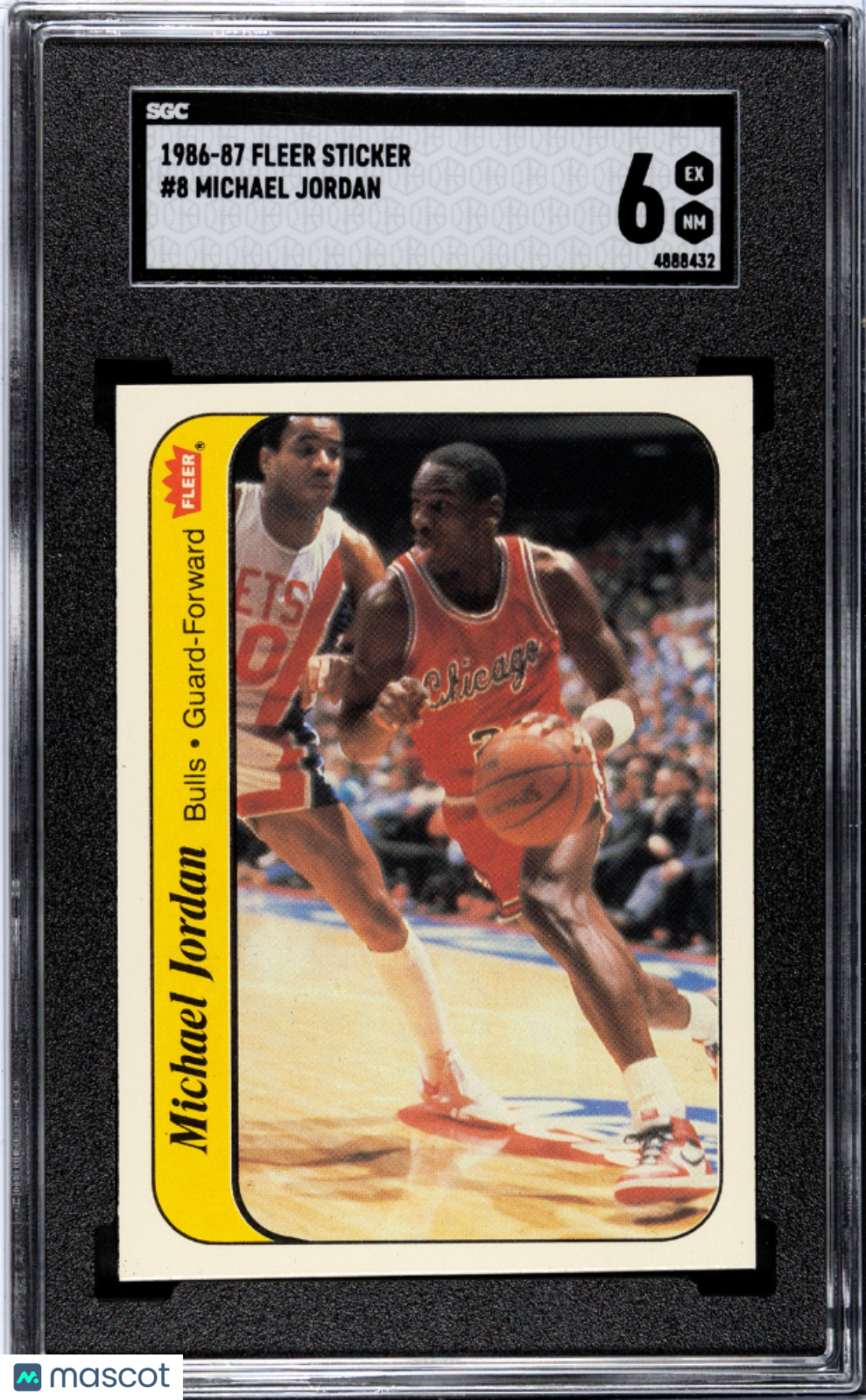 1986 Fleer Sticker #8 Michael Jordan RC Rookie SGC 6 EX-NM CENTERED
