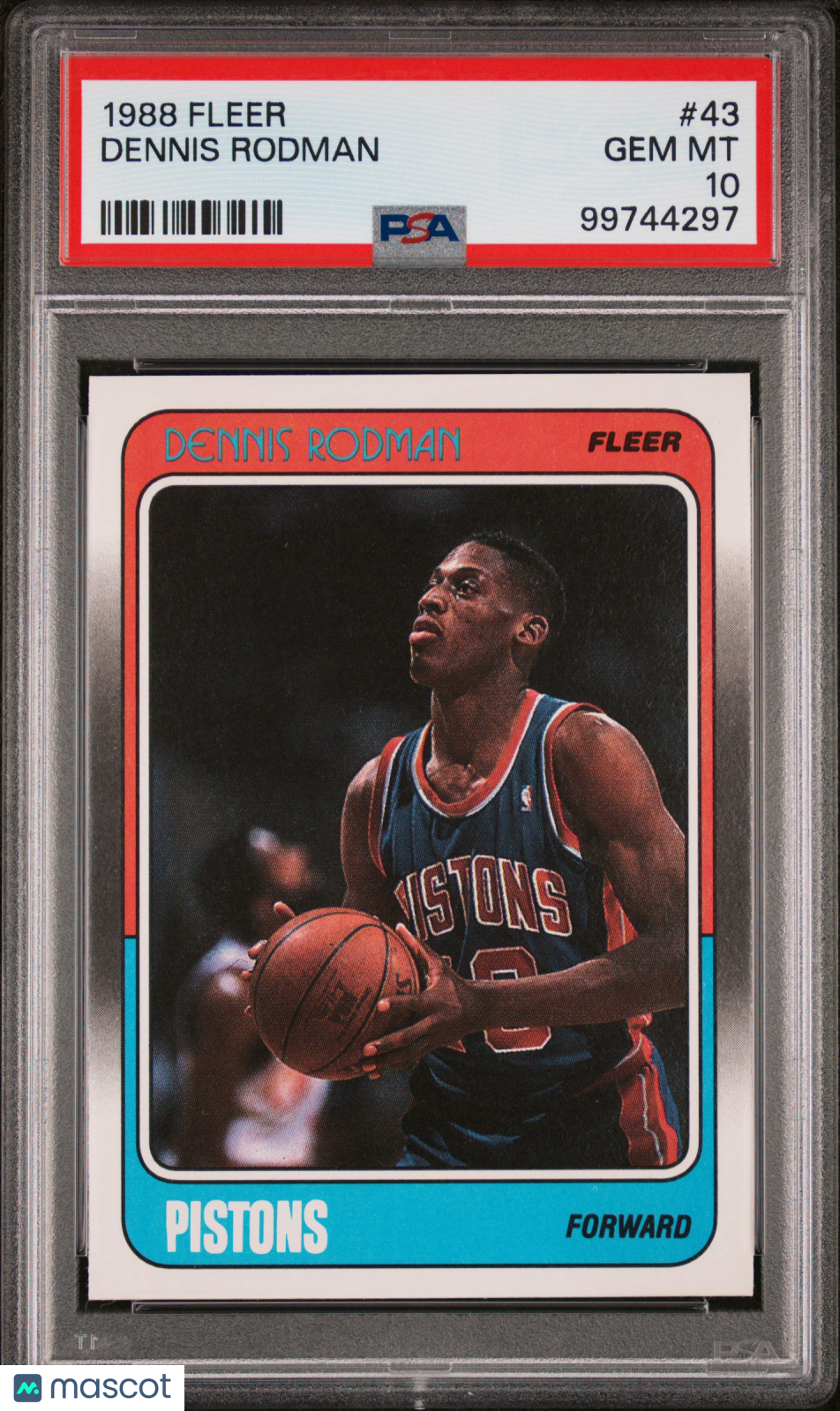 1988 Fleer #43 Dennis Rodman RC Rookie PSA 10 GEM MINT New Label