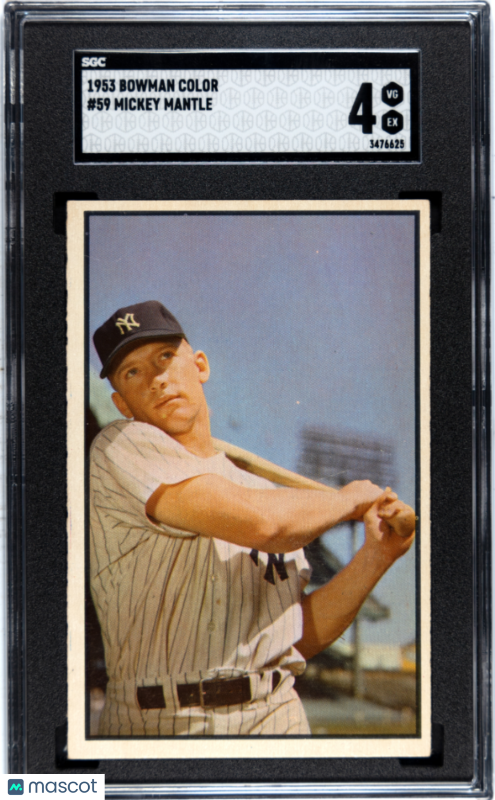 1953 Bowman Color #59 Mickey Mantle SGC 4 VG-EX Nice Eye Appeal