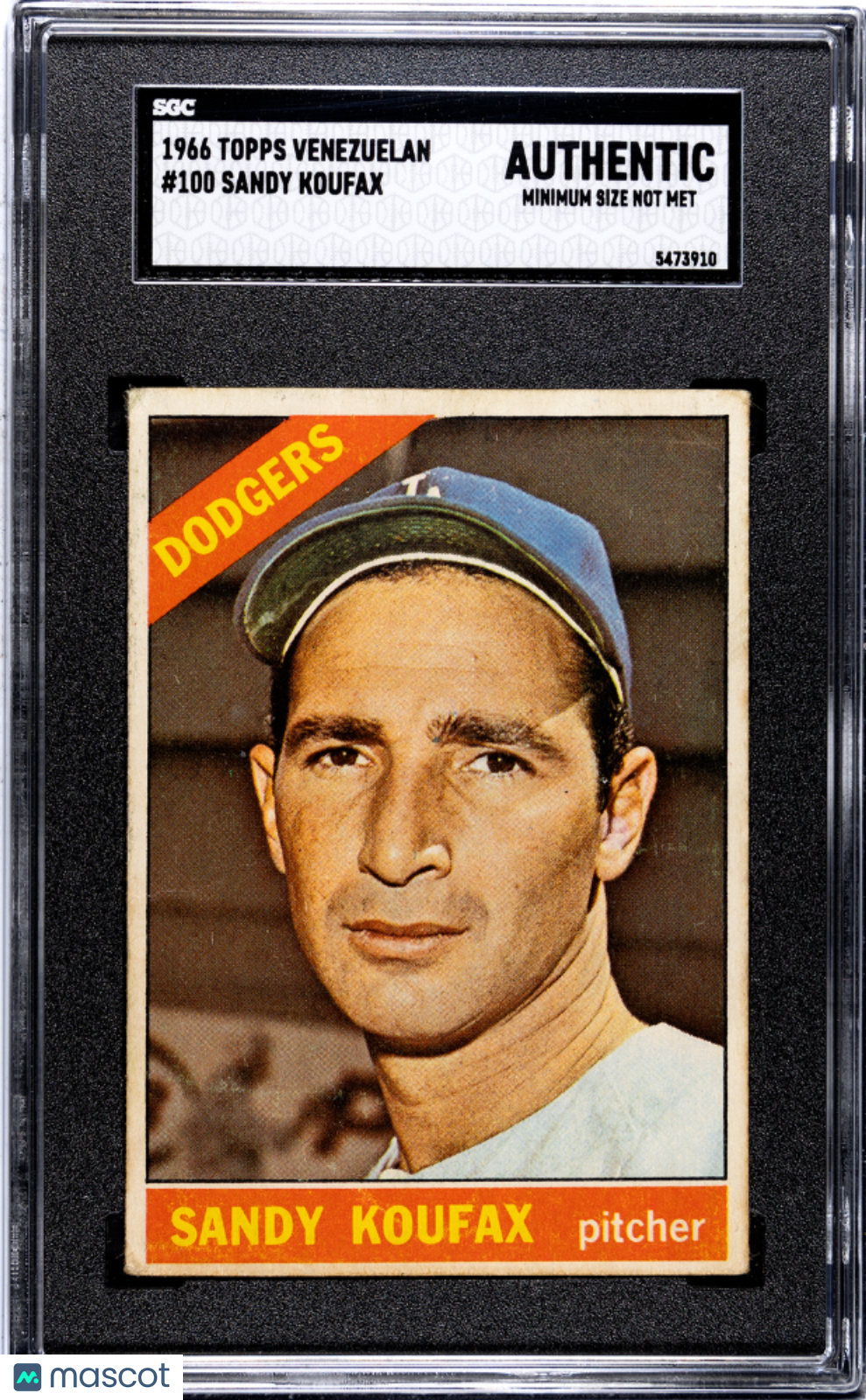 1966 Topps Venezuelan #100 Sandy Koufax SGC Authentic Nice Eye Appeal