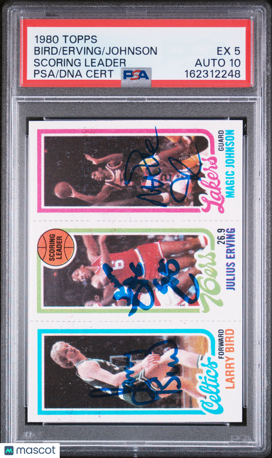 1980 Topps Larry Bird Magic Johnson RC Rookie PSA 5 / 10 TRIPLE AUTO Autograph