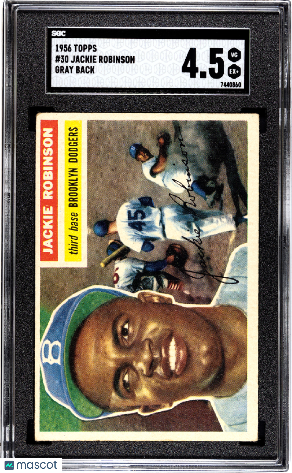 1956 Topps #30 Jackie Robinson Gray Back SGC 4.5 VG-EX+