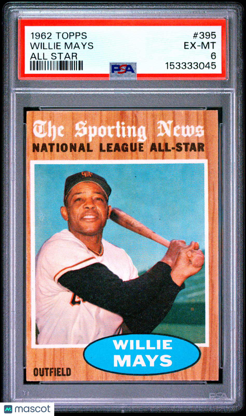 1962 Topps #395 Willie Mays All Star PSA 6 New Label