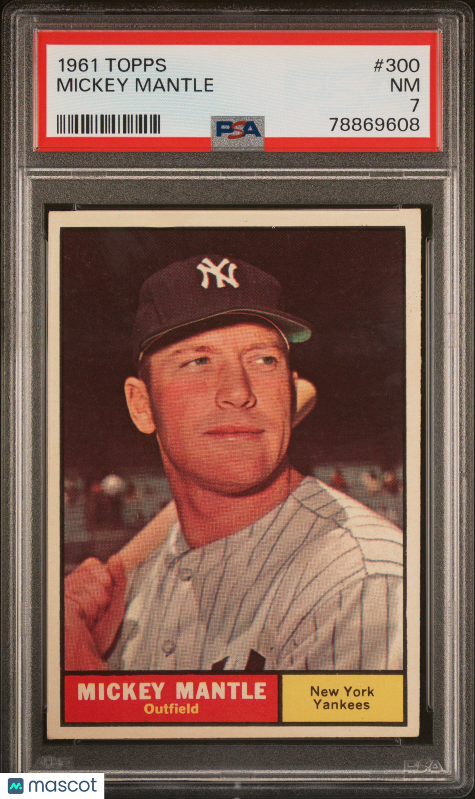 1961 Topps #300 Mickey Mantle PSA 7 NM Near Mint New Label
