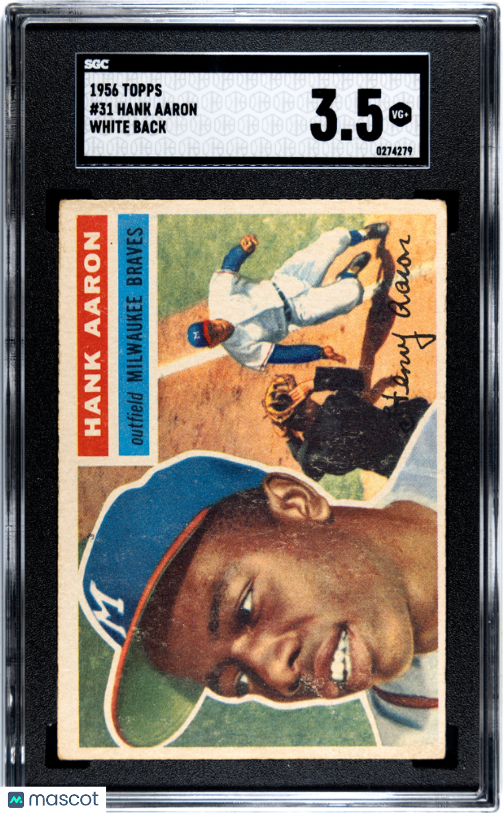 1956 Topps #31 Hank Aaron White Back SGC 3.5 VG+