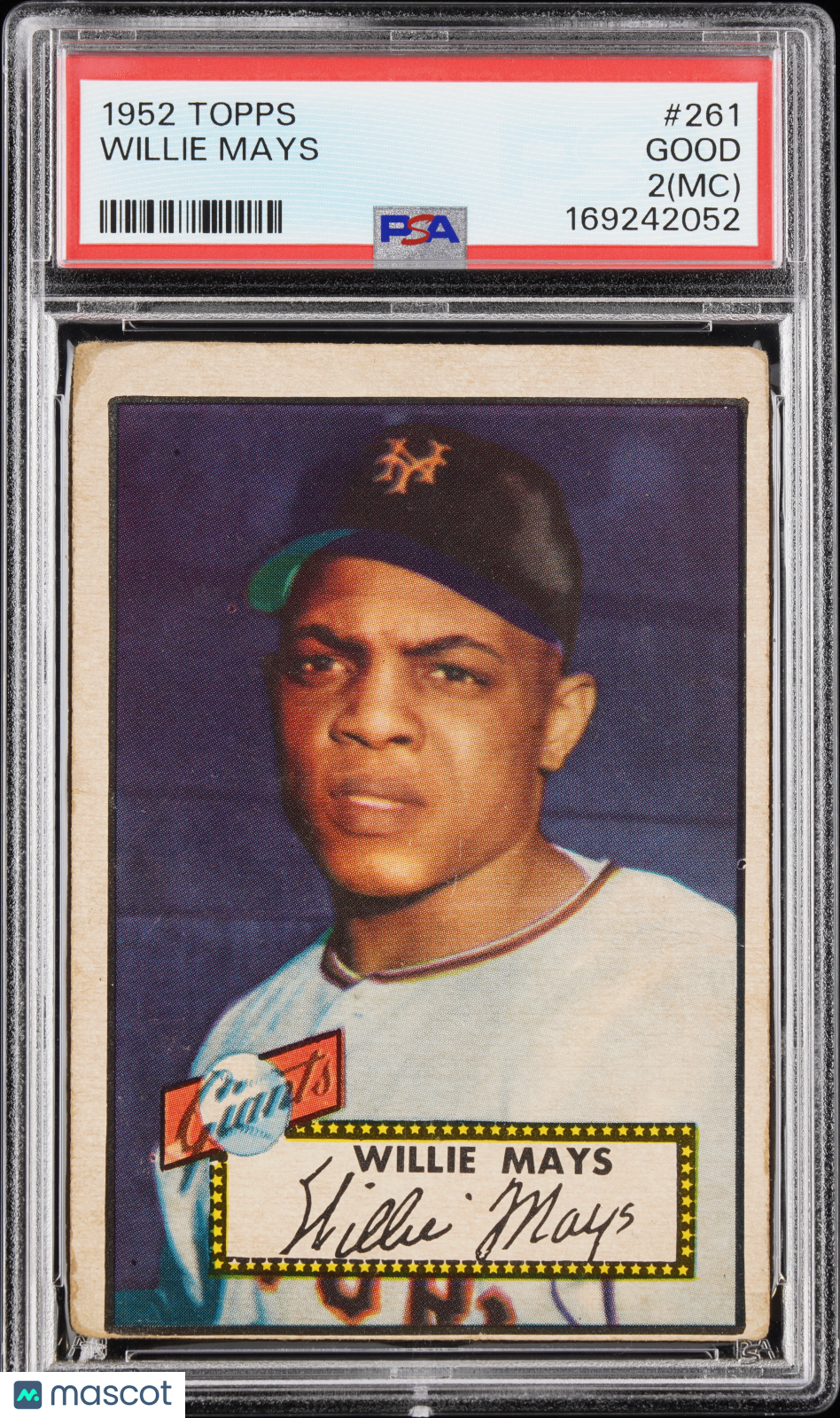 1952 Topps #261 Willie Mays PSA 2 mc New Label Nice Color