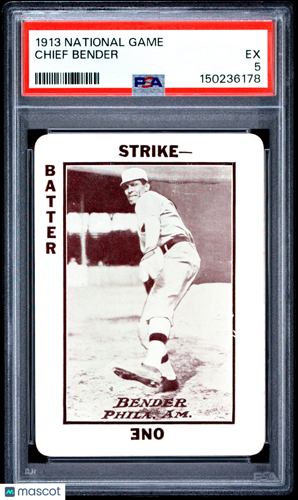 1913 National Game Chief Bender PSA 5 EX New Label