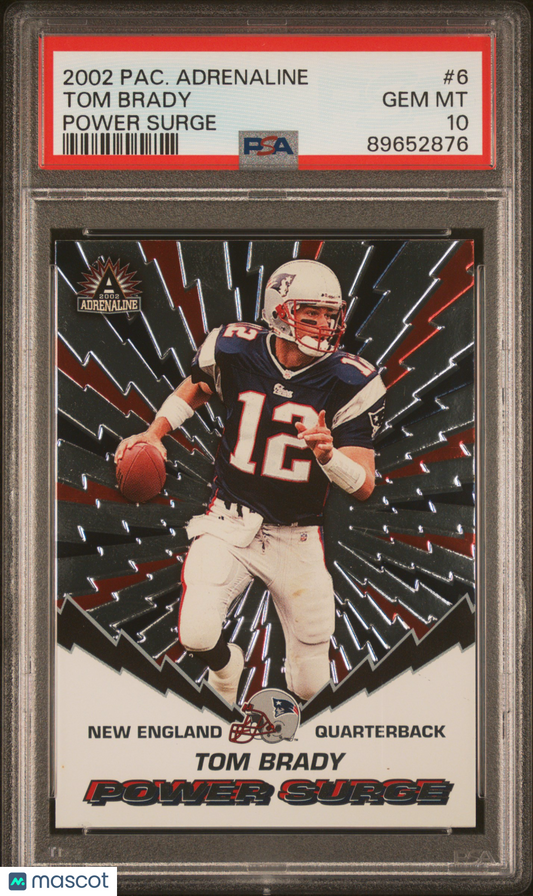2002 Pacific Adrenaline Power Surge Tom Brady #6 PSA 10 GEM MINT