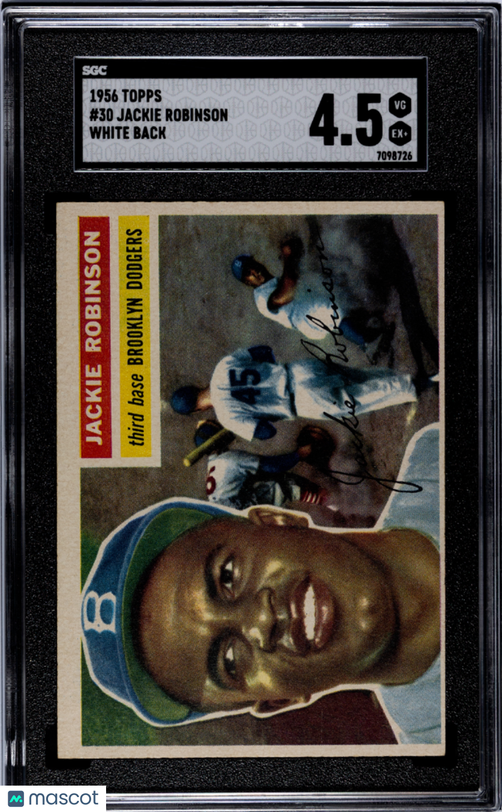 1956 Topps #30 Jackie Robinson White Back SGC 4.5 VG-EX+ SHARP