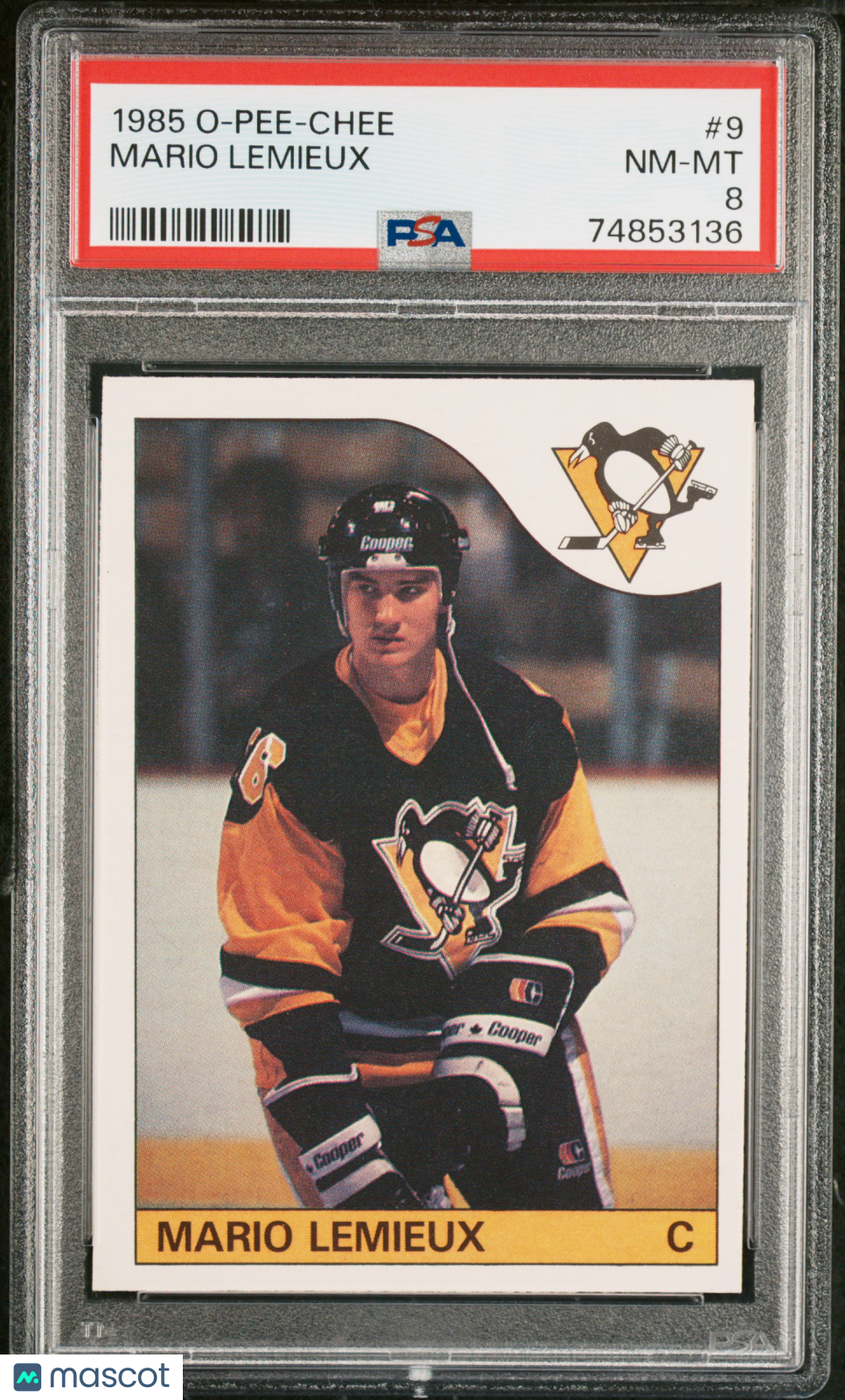 1985 O-Pee-Chee #9 Mario Lemieux RC Rookie PSA 8 NM-MT New Label