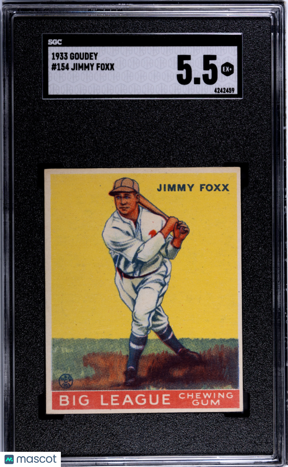 1933 Goudey #154 Jimmy Jimmie Foxx SGC 5.5 EX+ Sharp + Nice Color