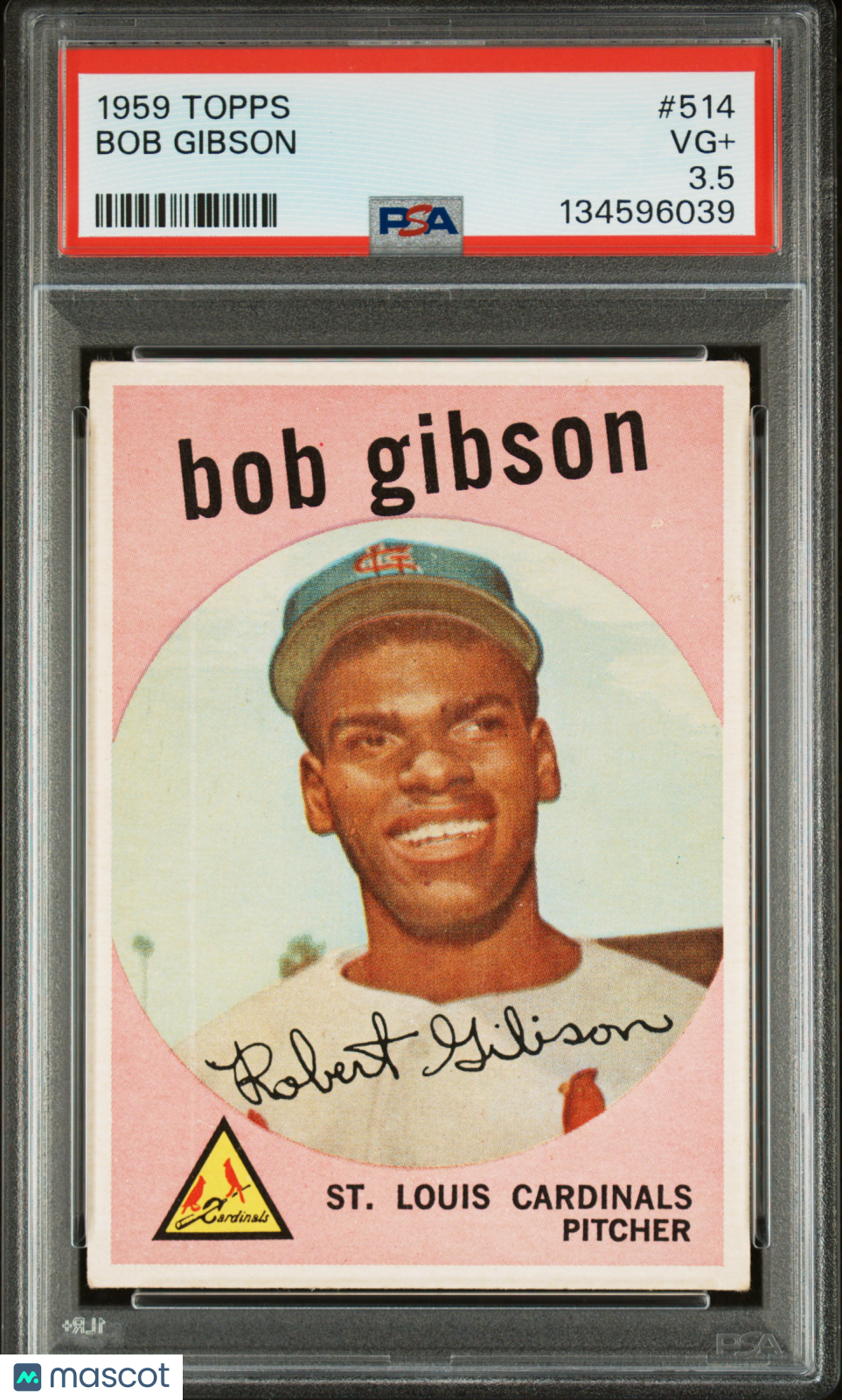 1959 Topps #514 Bob Gibson RC Rookie PSA 3.5 VG+ Well Centered New Label