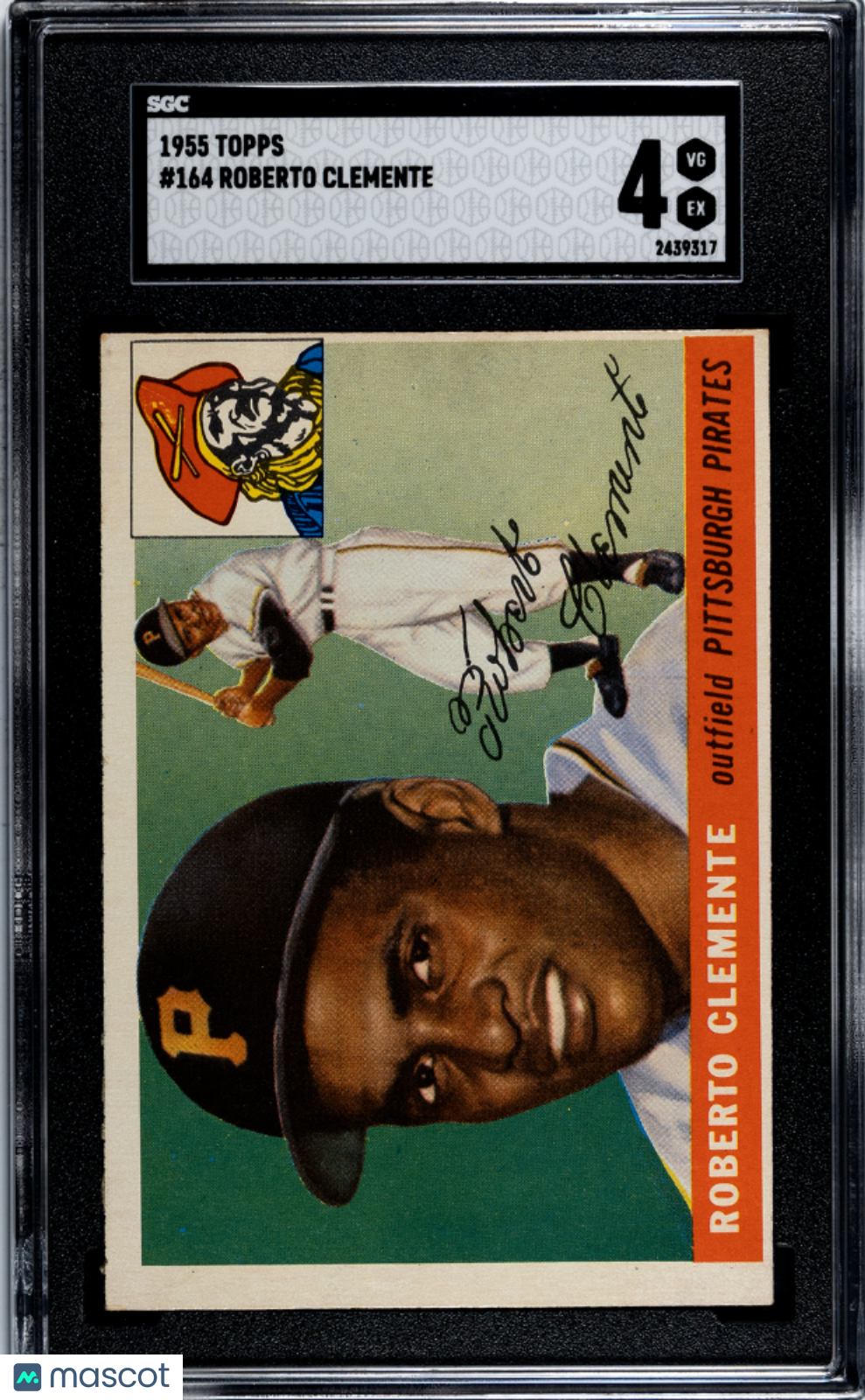 1955 Topps #164 Roberto Clemente RC Rookie SGC 4 VG-EX SHARP + Nice Color