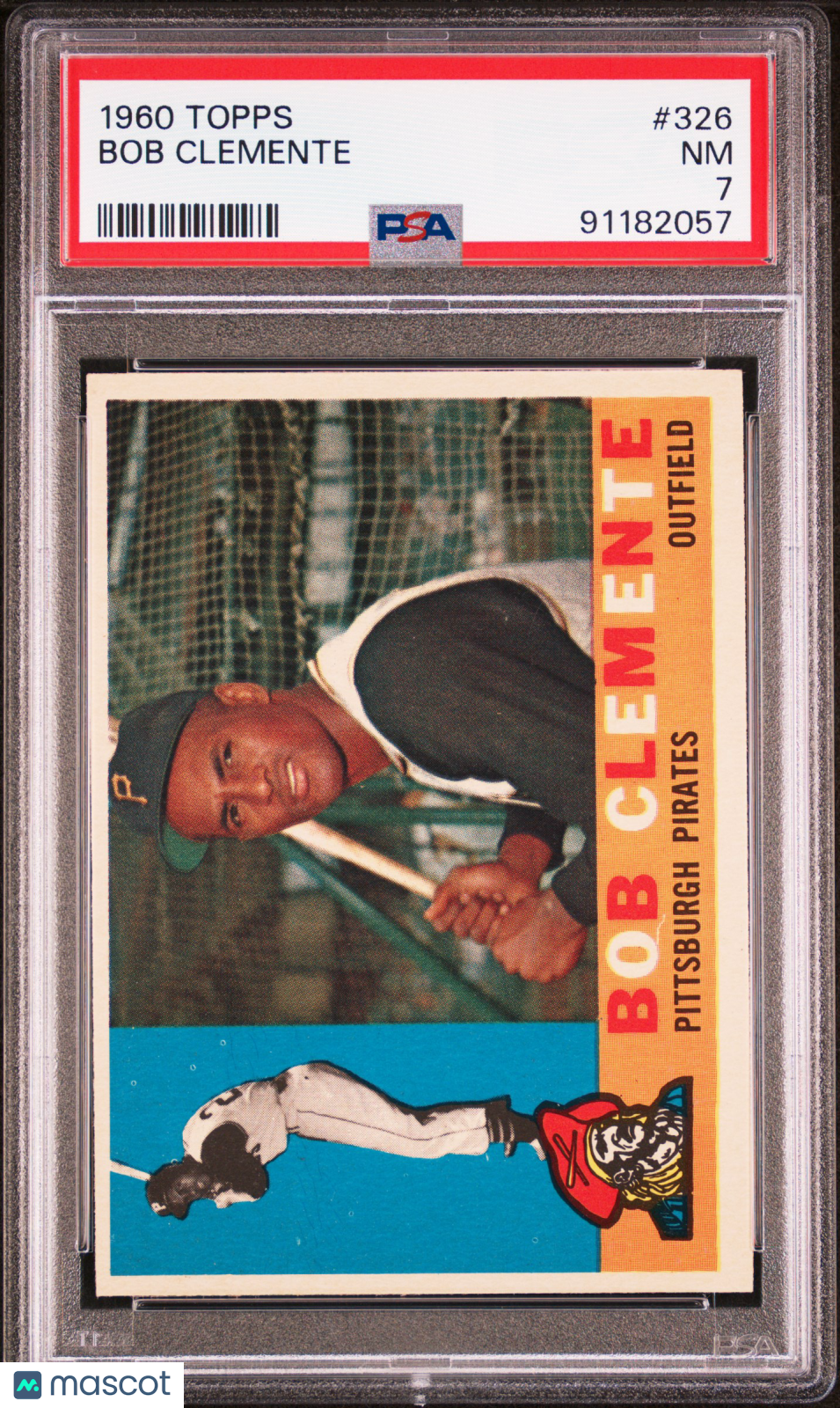1960 Topps #326 Bob Roberto Clemente PSA 7 NM Near Mint New Label