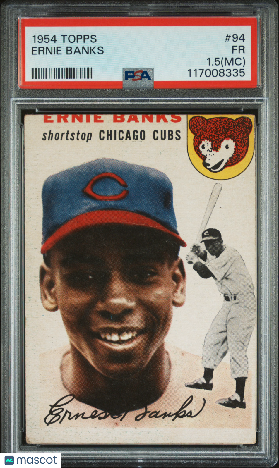1954 Topps #94 Ernie Banks RC Rookie PSA 1.5 mc New Label