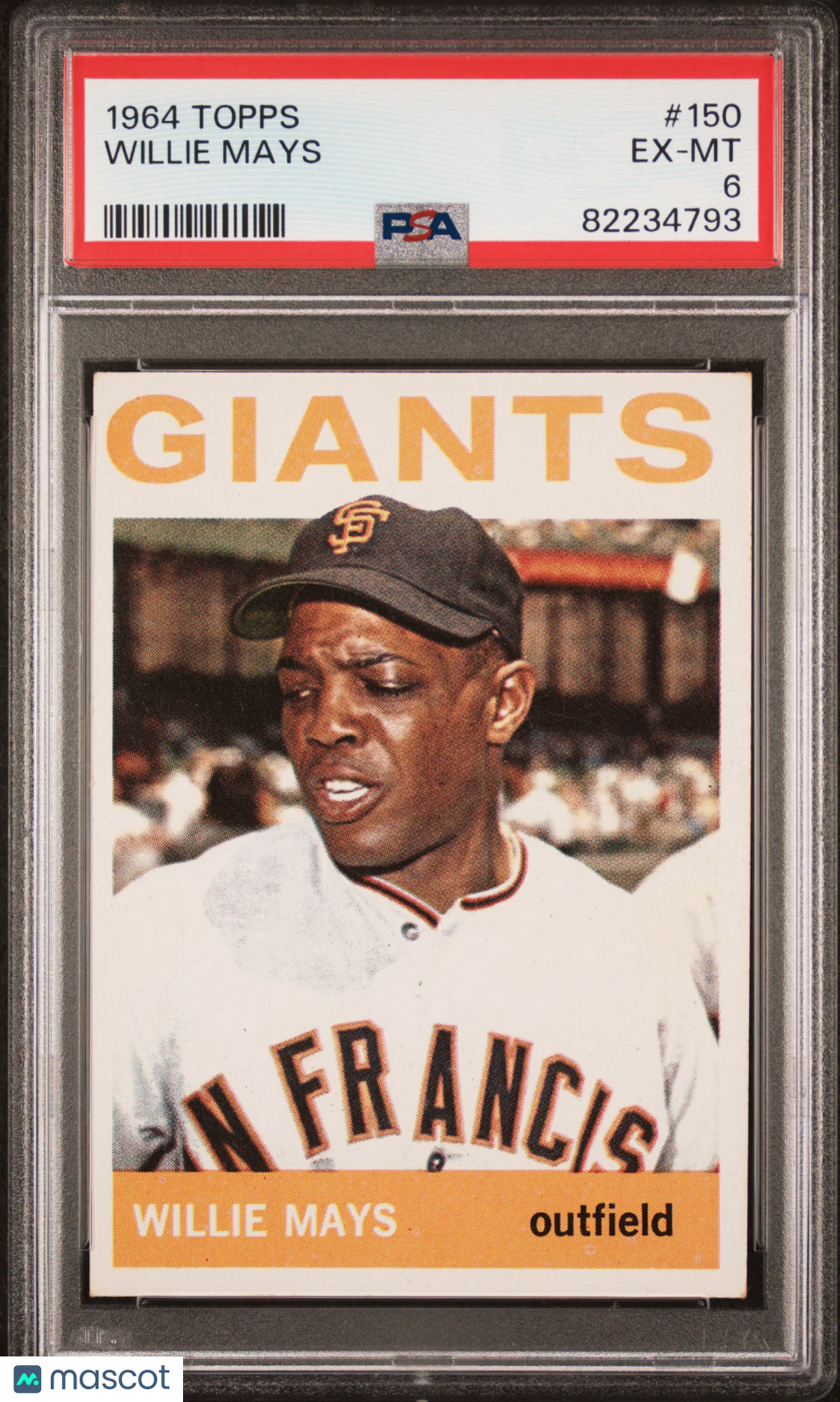 1964 Topps #150 Willie Mays PSA 6 EX-MT New Label