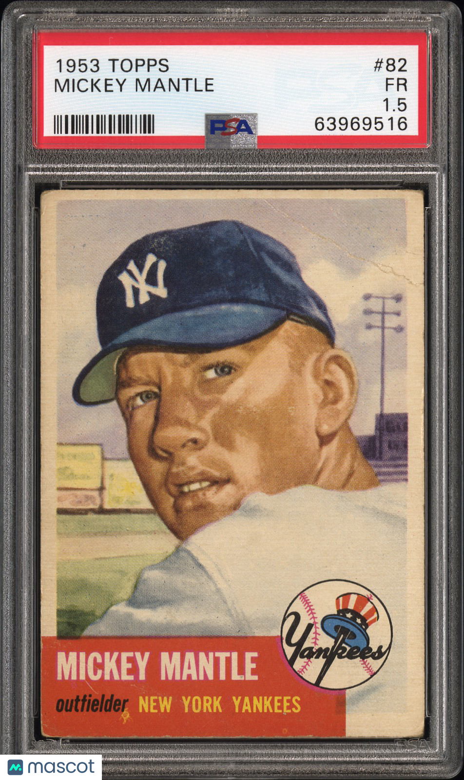 1953 Topps #82 Mickey Mantle PSA 1.5 New Label Nice Eye Appeal