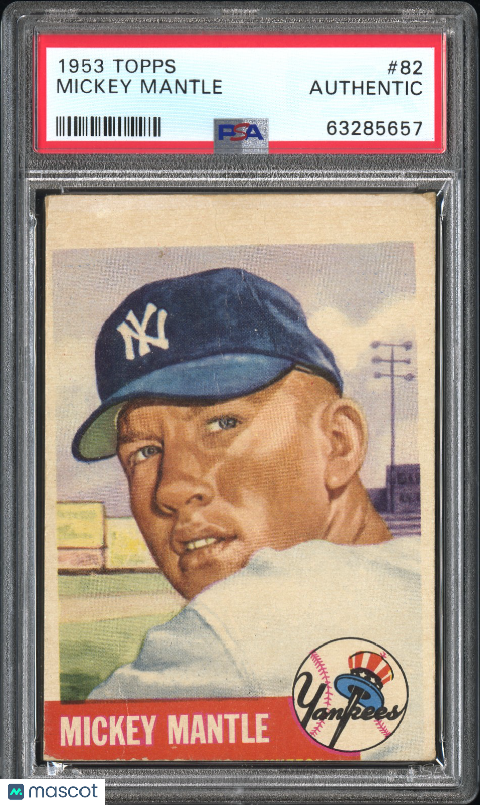 1953 Topps #82 Mickey Mantle PSA Authentic FUN LOOKING MISCUT