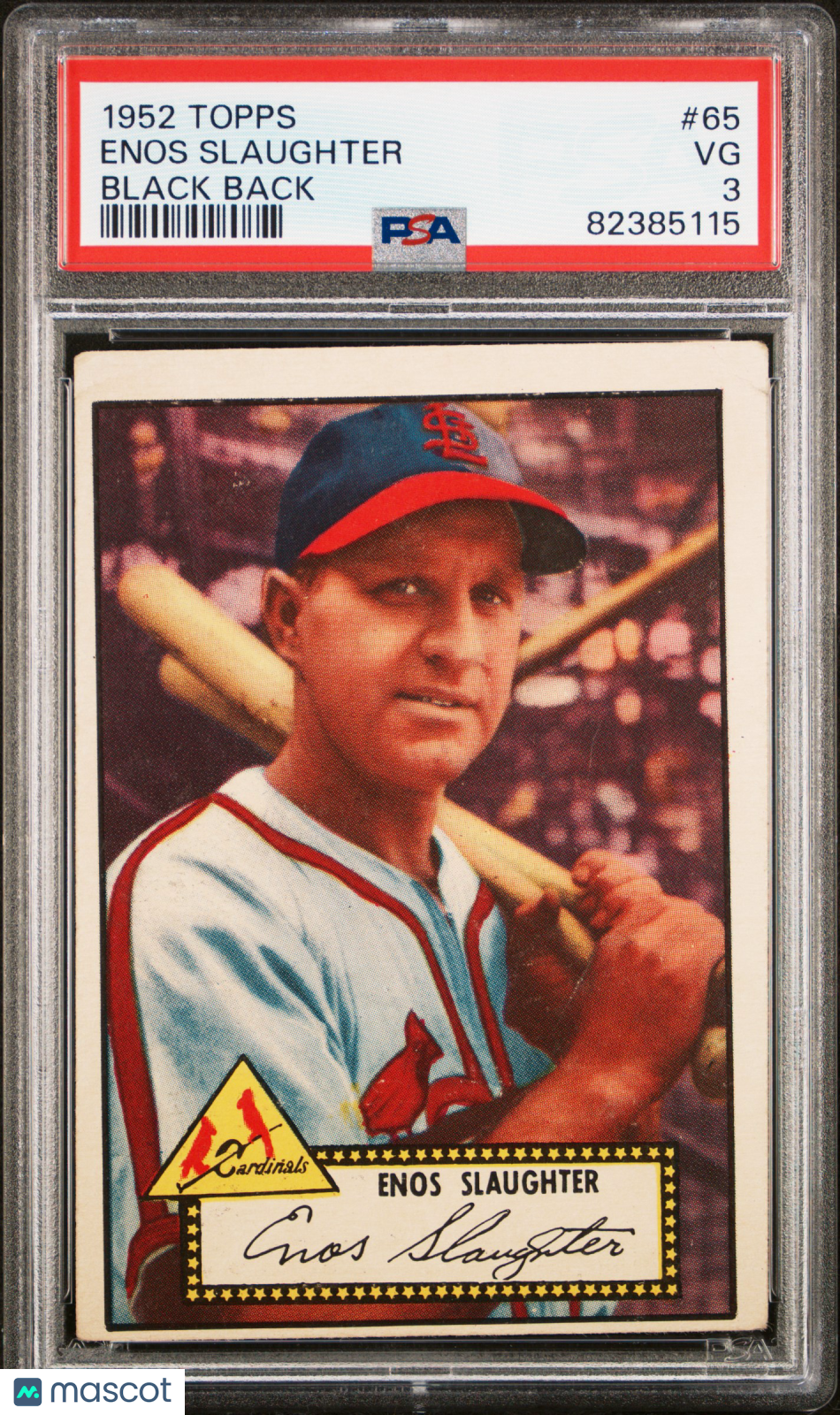 1952 Topps #65 Enos Slaughter Black Back PSA 3 VG New Label