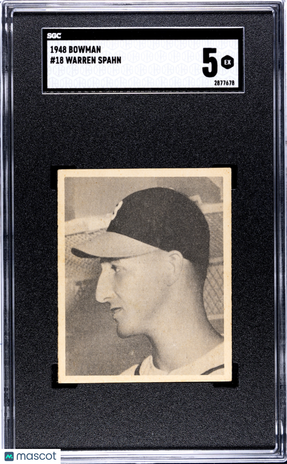 1948 Bowman #18 Warren Spahn RC Rookie SGC 5 EX Well Centered