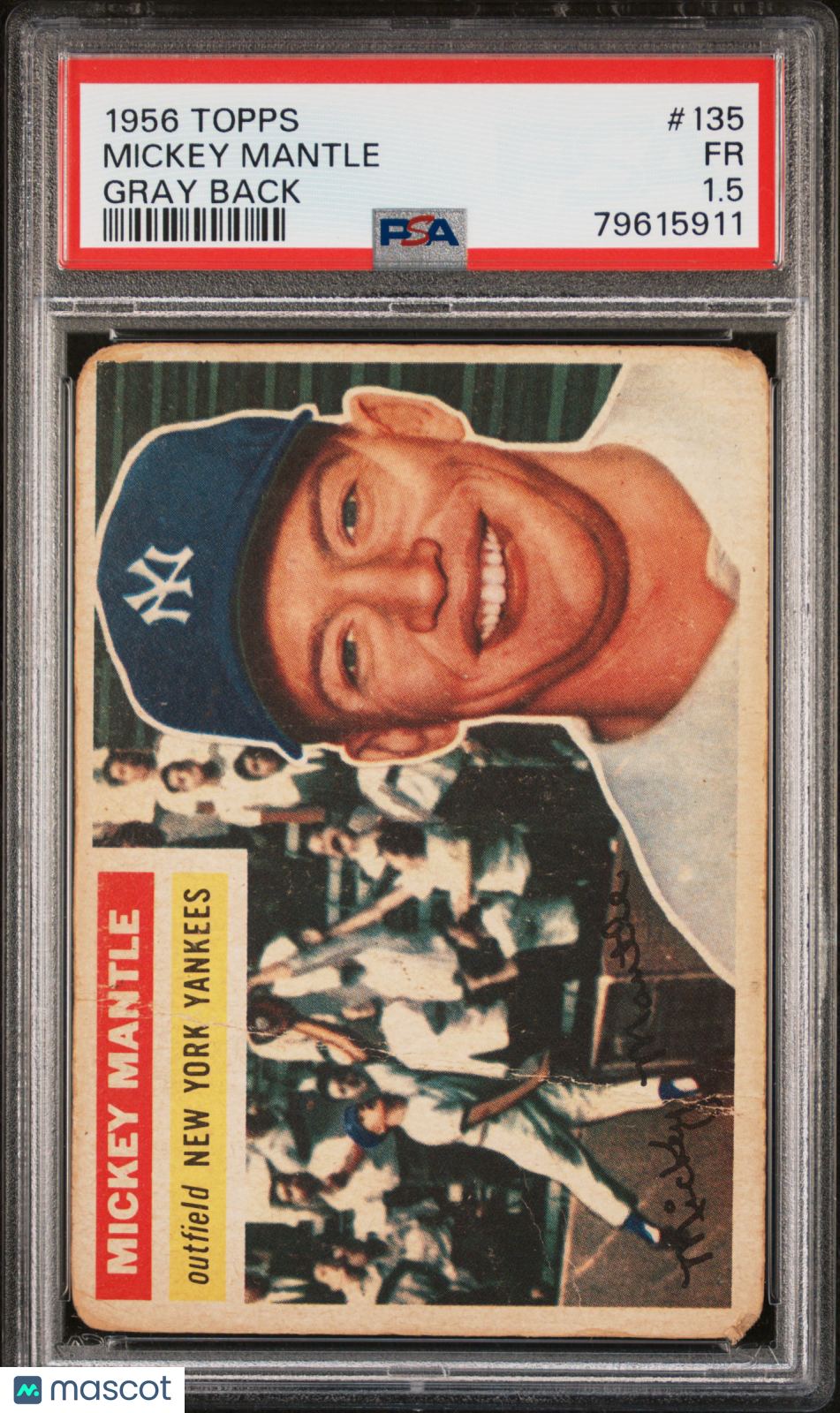 1956 Topps #135 Mickey Mantle Gray Back PSA 1.5 New Label