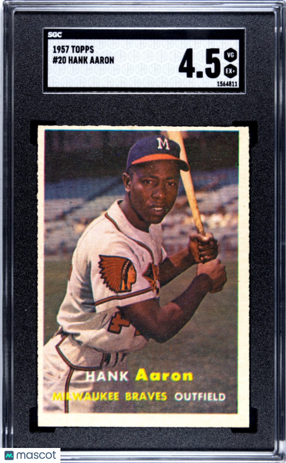 1957 Topps #20 Hank Aaron SGC 4.5 VG-EX+