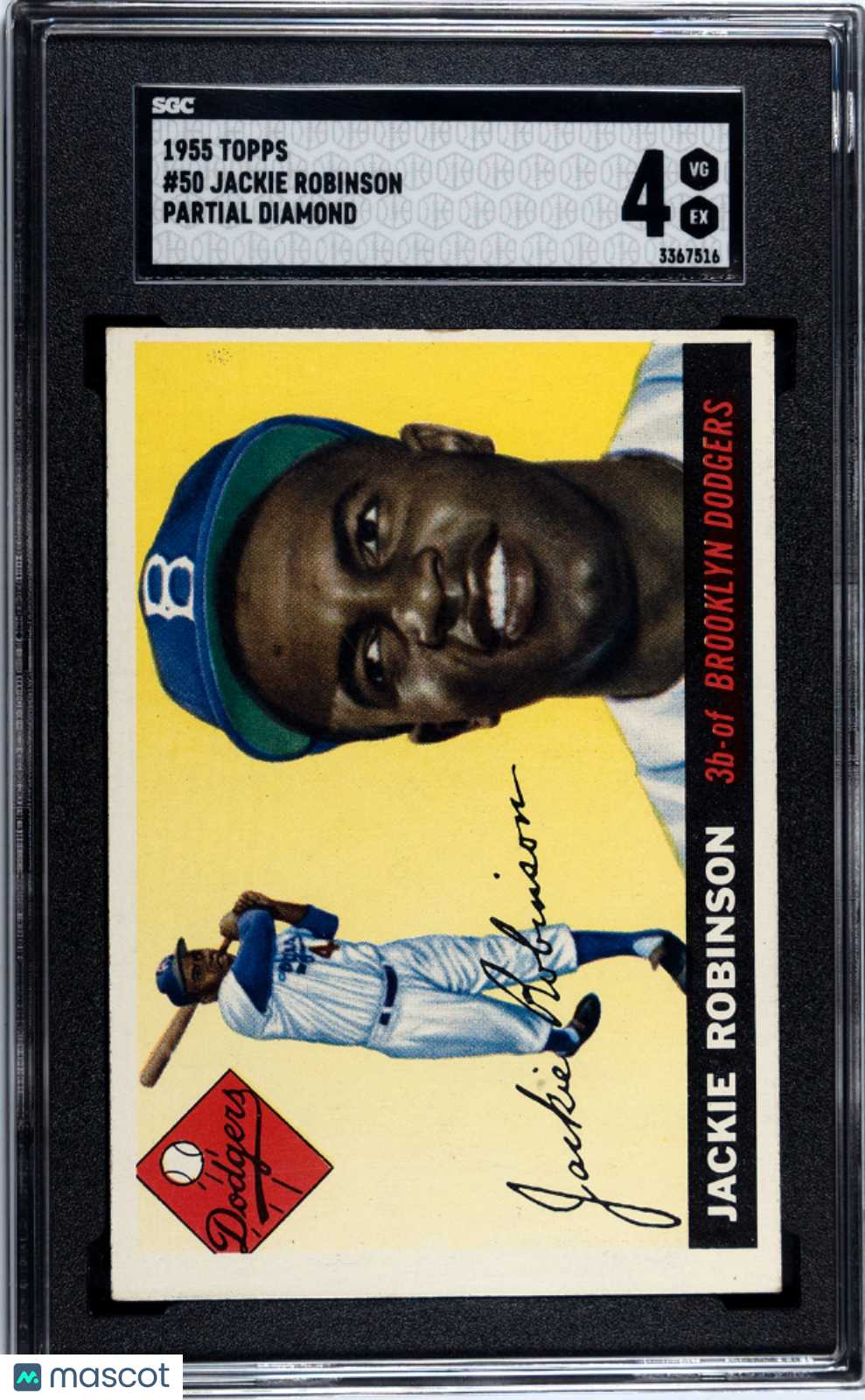 1955 Topps #50 Jackie Robinson PARTIAL DIAMOND SGC 4 VG-EX Nice Color