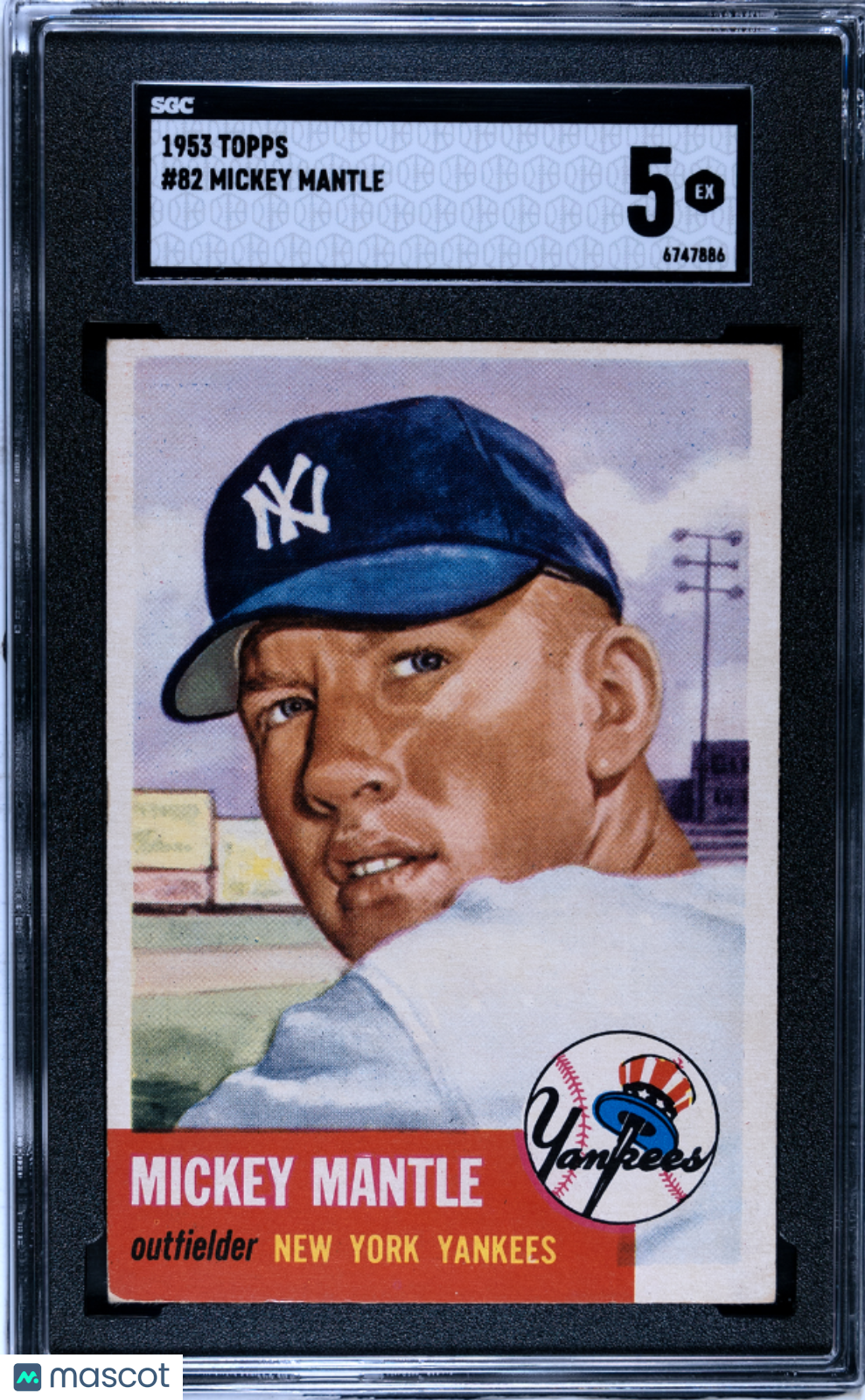 1953 Topps #82 Mickey Mantle SGC 5 EX Nice Eye Appeal