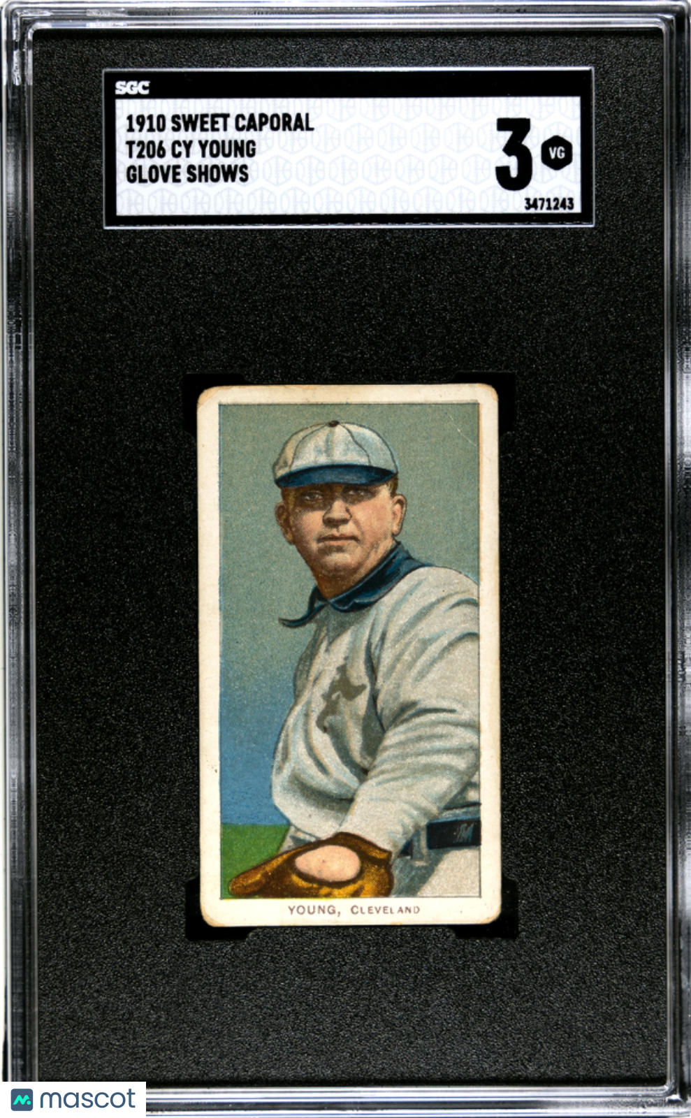 1910 T206 Sweet Caporal 350/30 Cy Young Glove Shows SGC 3 VG Well Centered