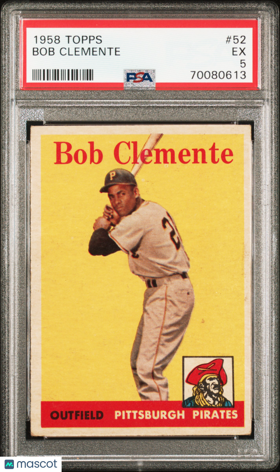 1958 Topps #52 Bob Roberto Clemente PSA 5 EX New Label