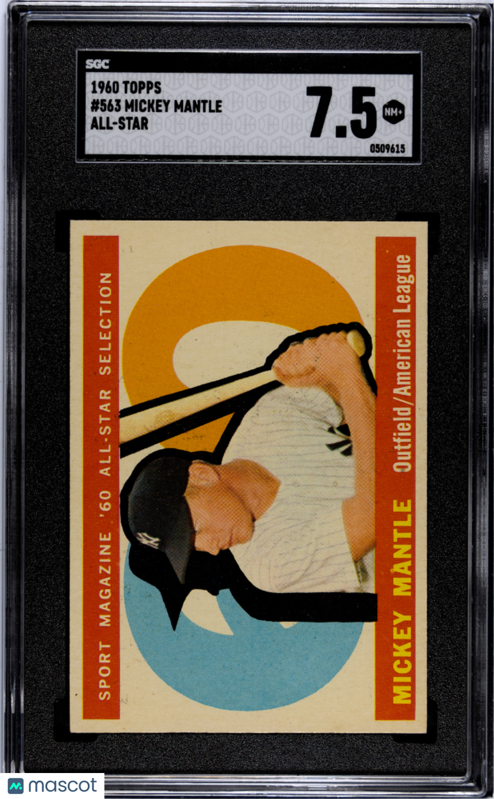 1960 Topps #563 Mickey Mantle All Star SGC 7.5 NM+ STUNNING