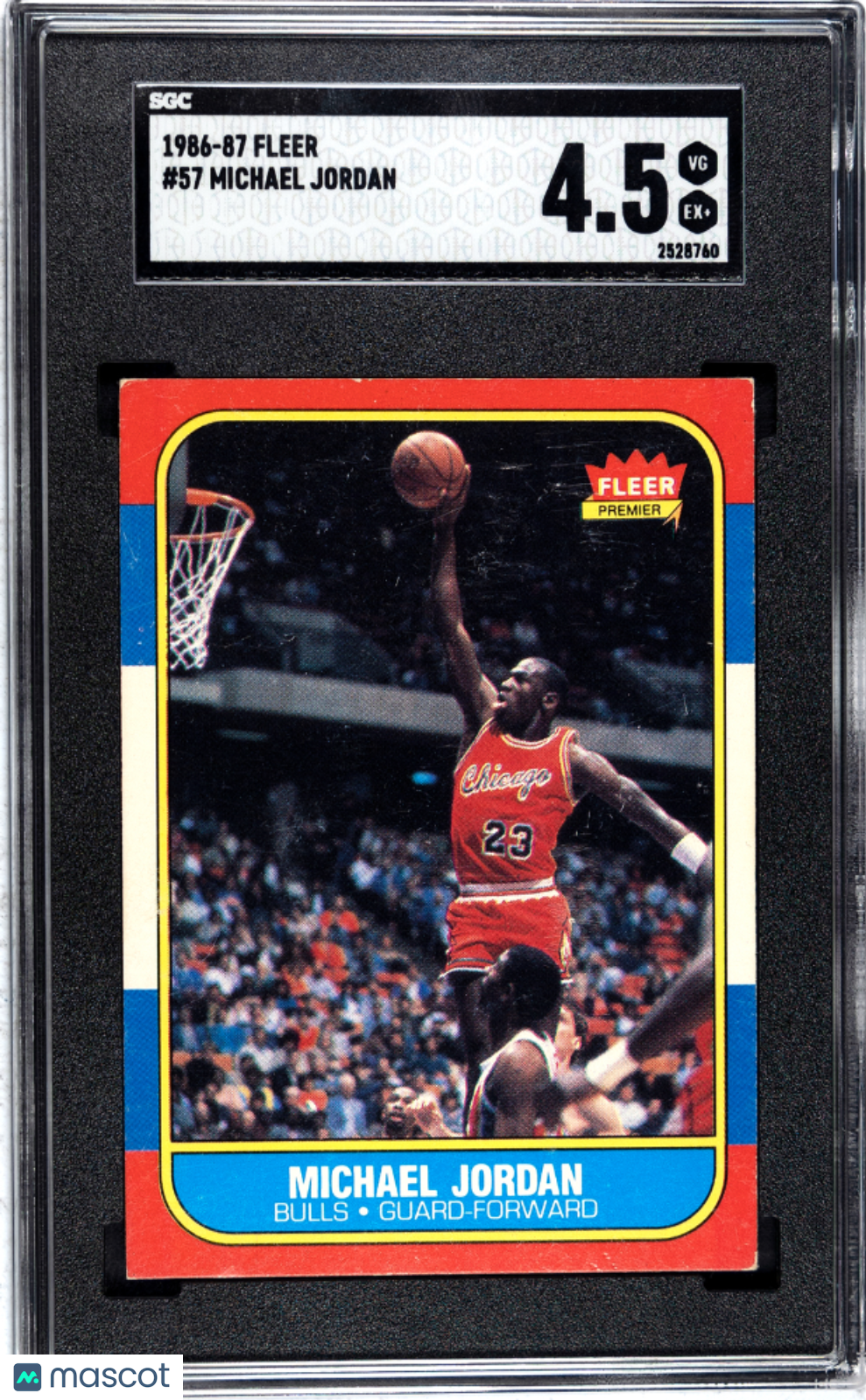 1986 Fleer #57 Michael Jordan RC Rookie SGC 4.5 VG-EX+ Well Centered