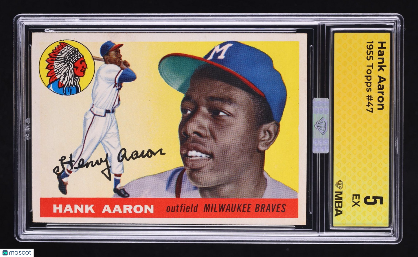 1955 Topps Hank Aaron #47 MBA 5 EX SILVER DIAMOND TOP 15% EYE APPEAL
